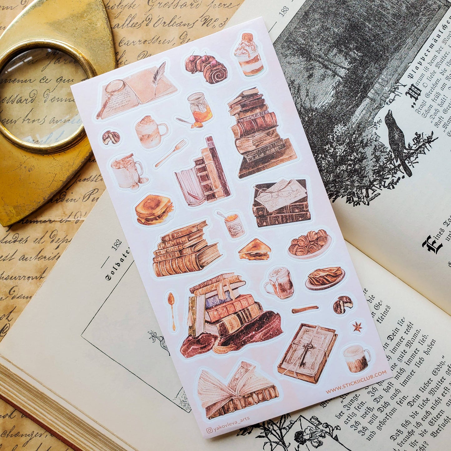 Bookish Brunch - Sticker Sheet - Books & Food