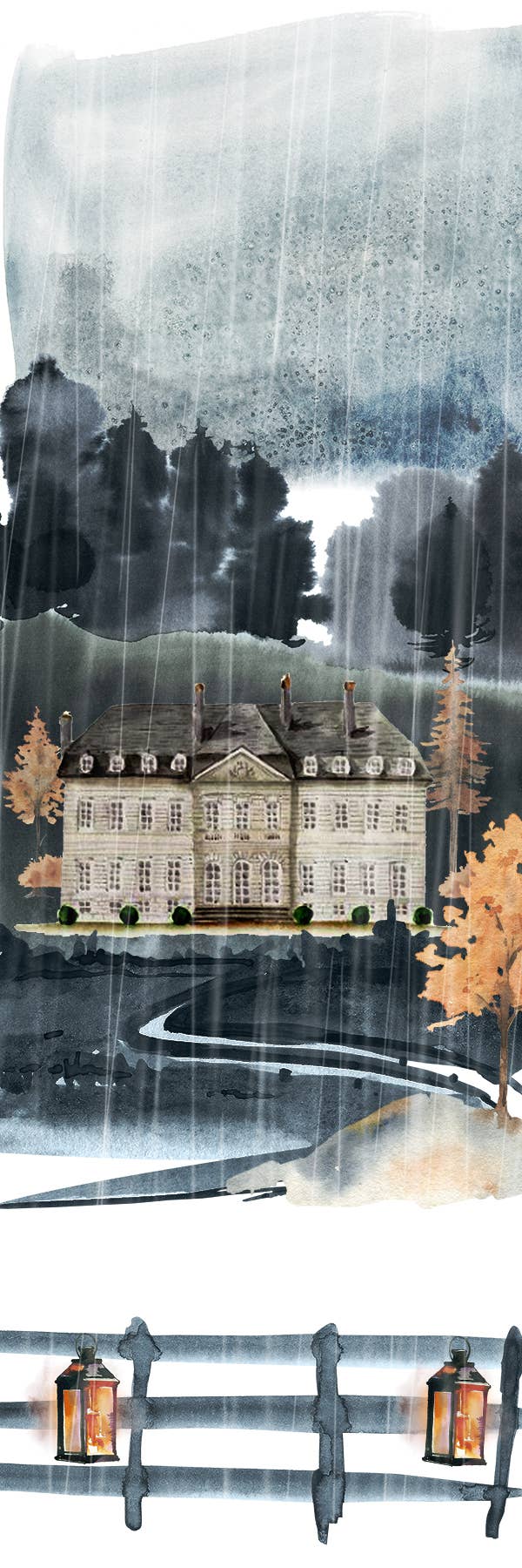 Rainy Haunted House Cardstock Bookmark