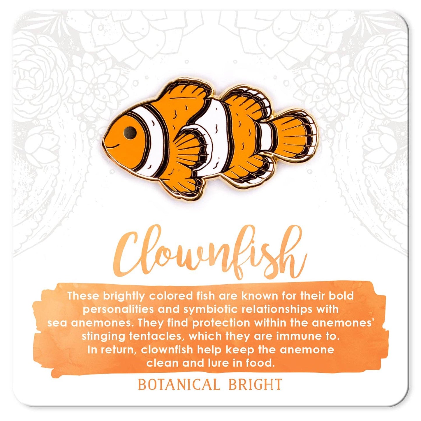 Clown Fish Enamel Pin - Gold Plated Base