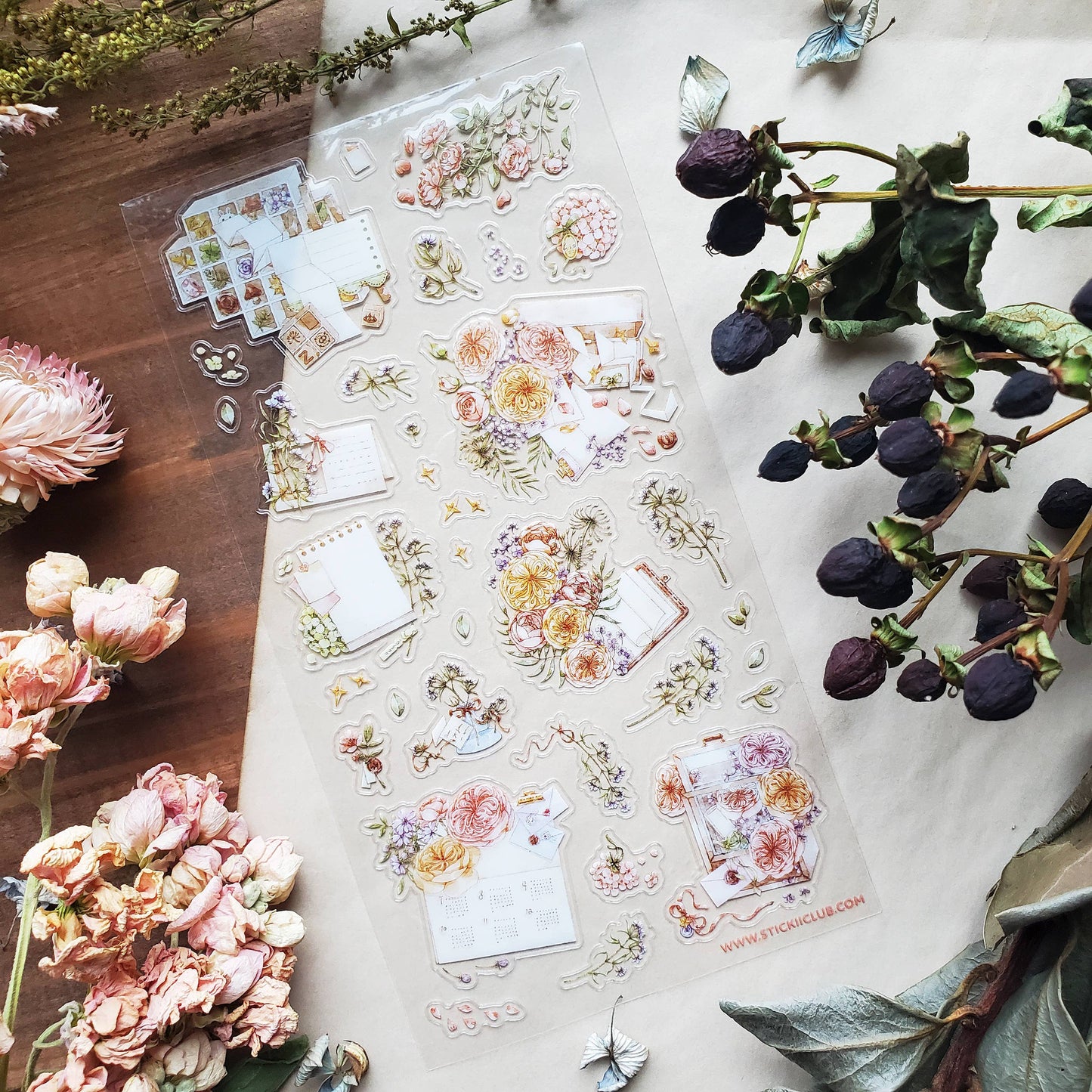 Dainty Stationery Stickers - 1 Sticker Sheet for Scrapbooks, Stationary, & More