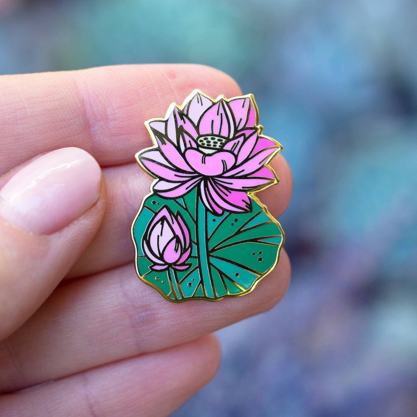 Lotus Flower Enamel Pin - Gold Plated Base