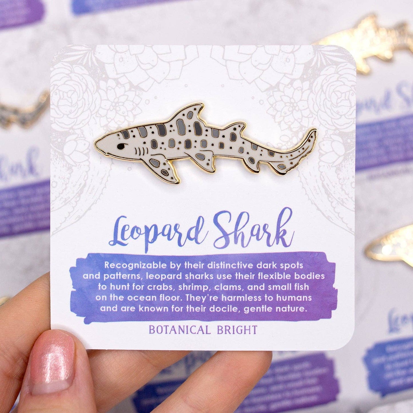 Leopard Shark Enamel Pin - Gold Plated Nature Jewelry - Sea Life & Ocean Brooch