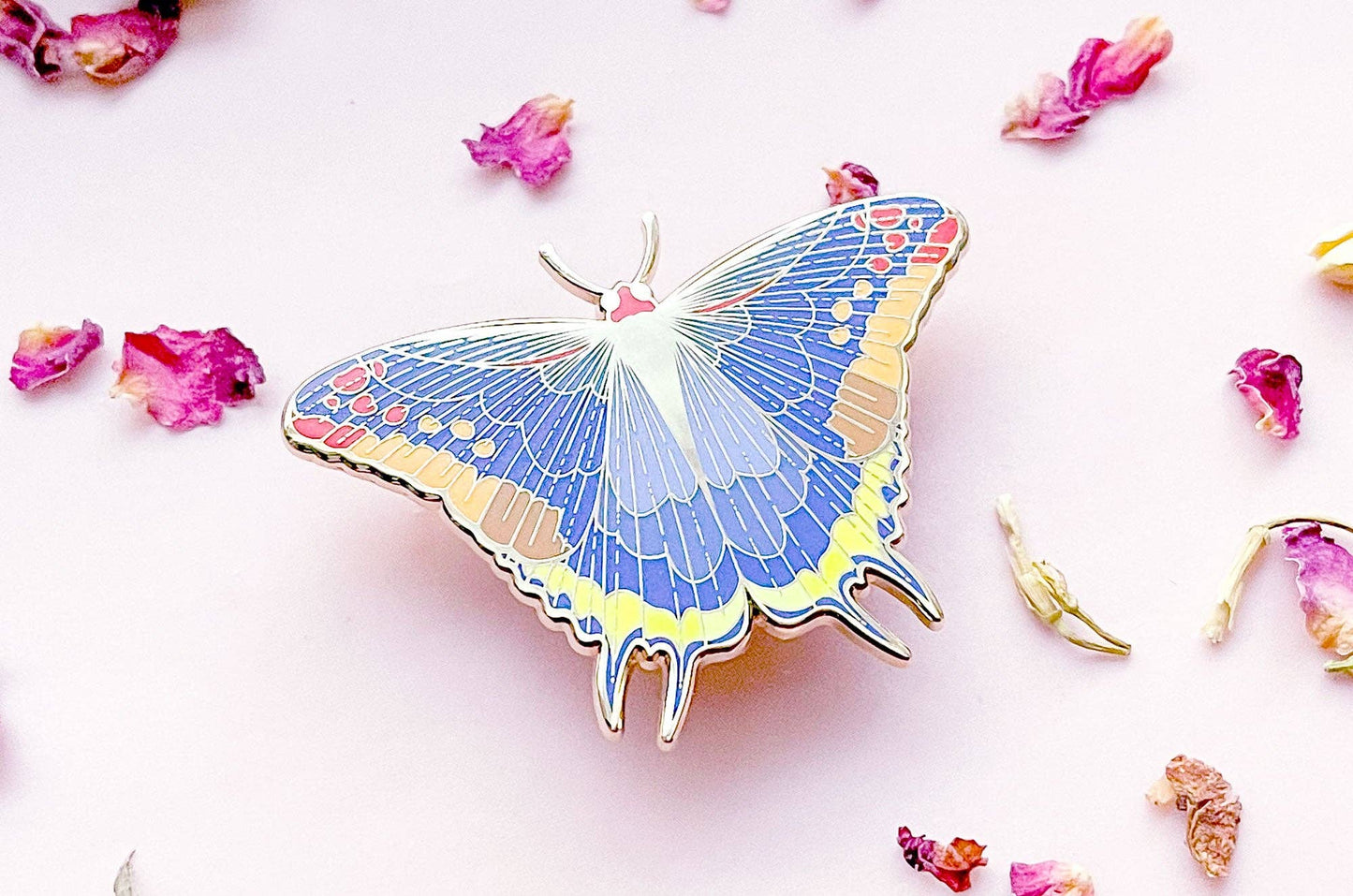 Two-Tailed Pasha Butterfly Enamel Pin - Gold Plated Base
