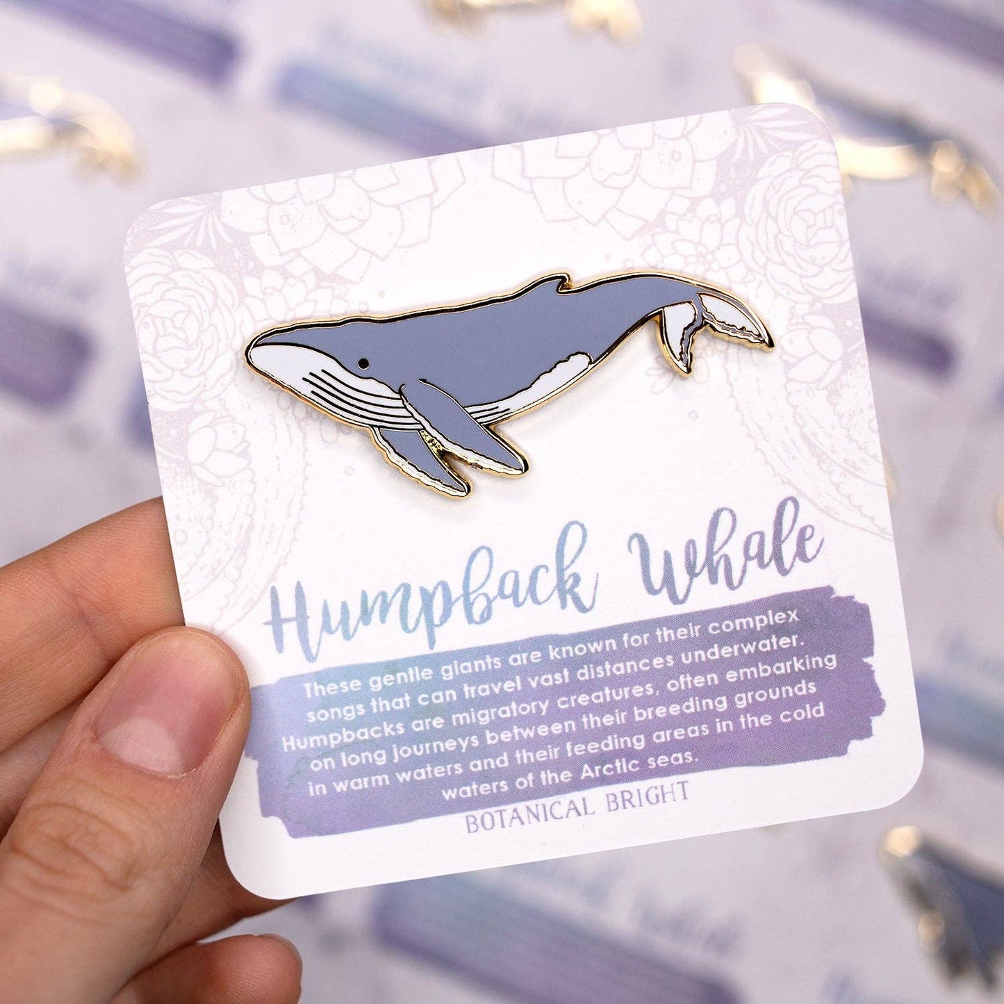 Humpback Whale Enamel Pin - Gold Plated Nature Jewelry - Sea Life & Ocean Brooch
