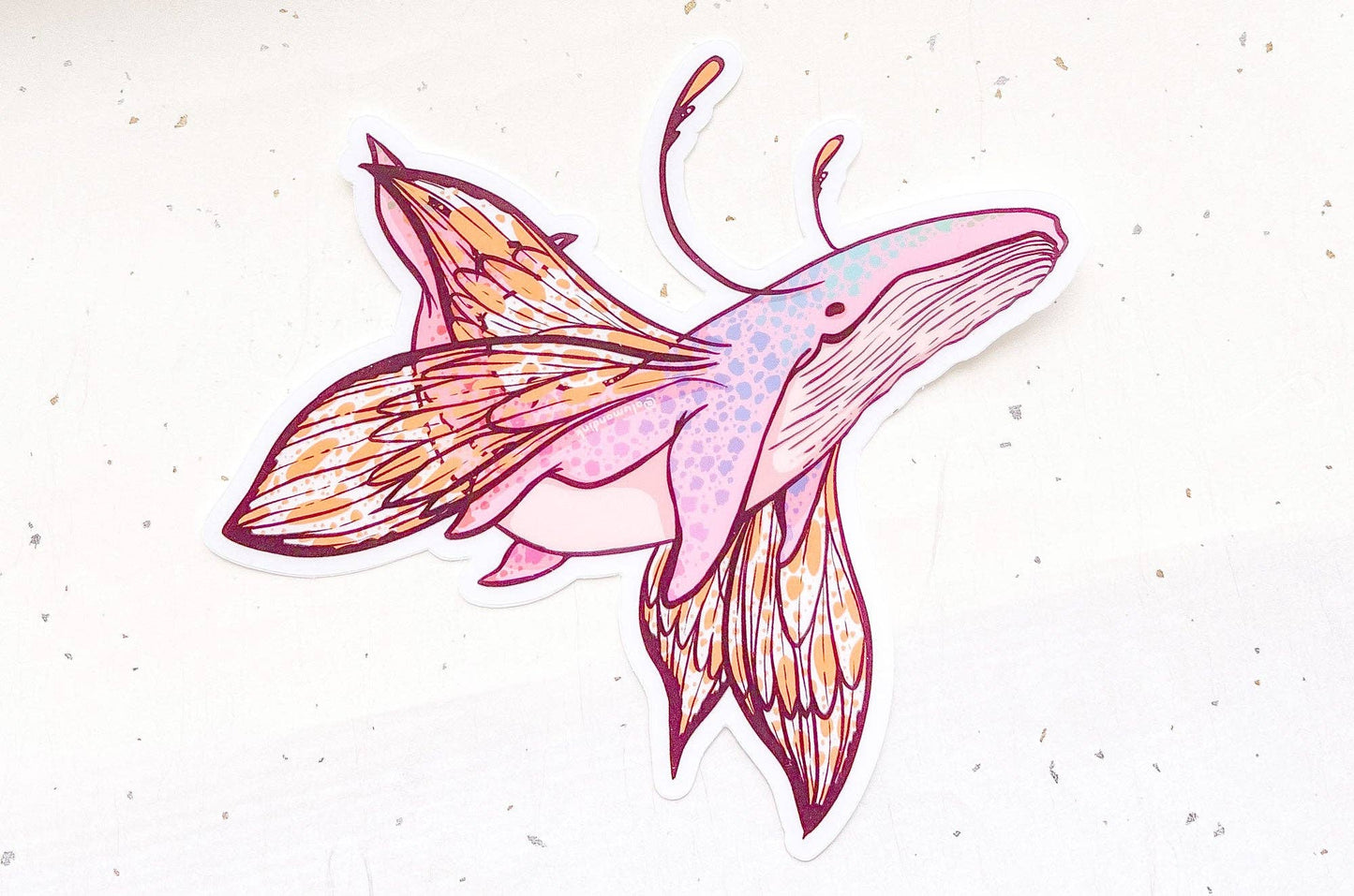 Butterfly Whale Sticker - Clear Vinyl