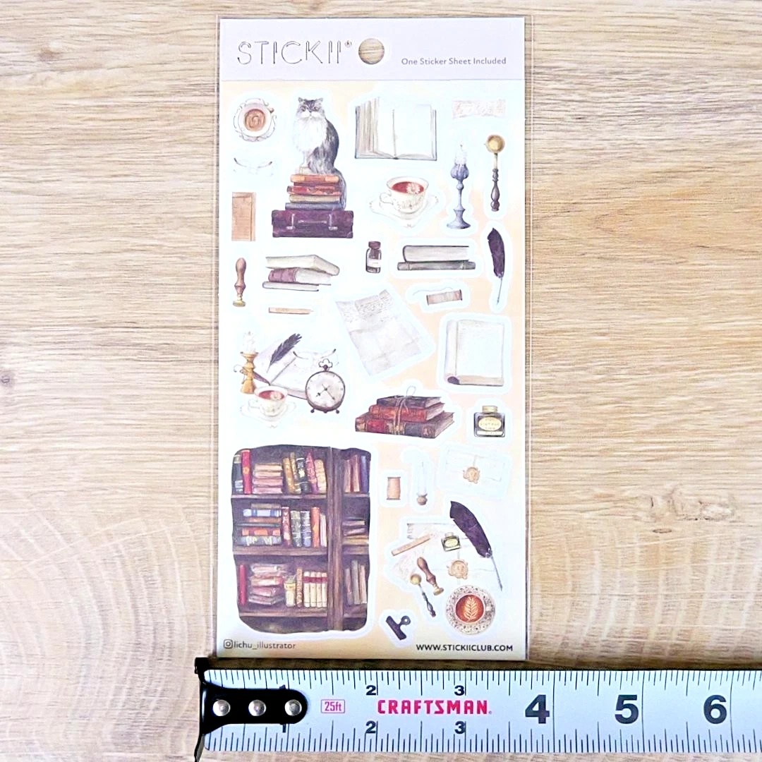 Bookish Haven Stickers - Vintage Library, Books, & Office Sticker Sheet