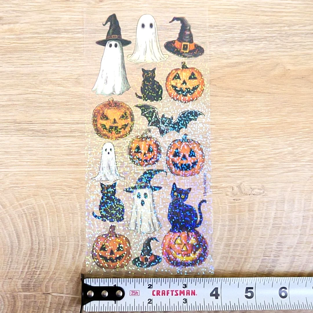 Violette Stickers - Crystal Pumpkin and Cat Stickers - 2 Sticker Sheets