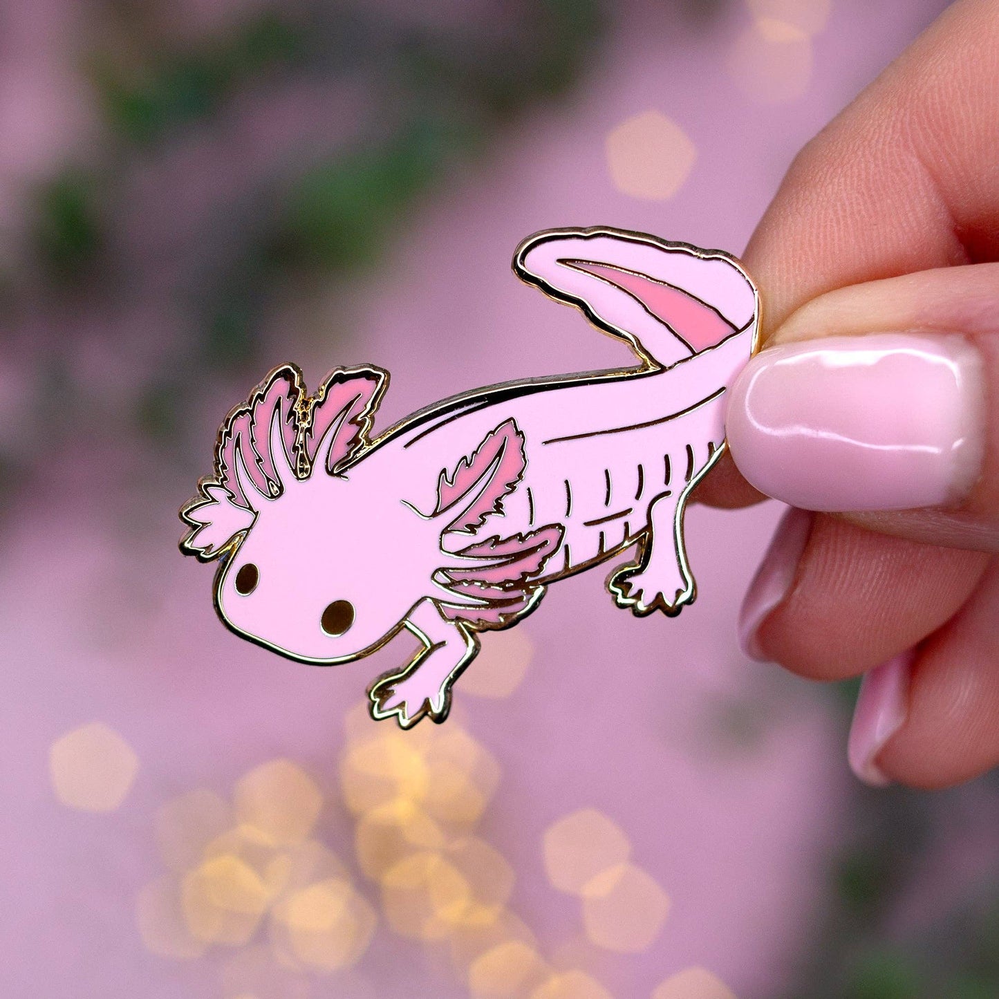 Axolotl Enamel Pin - Gold Plated Base