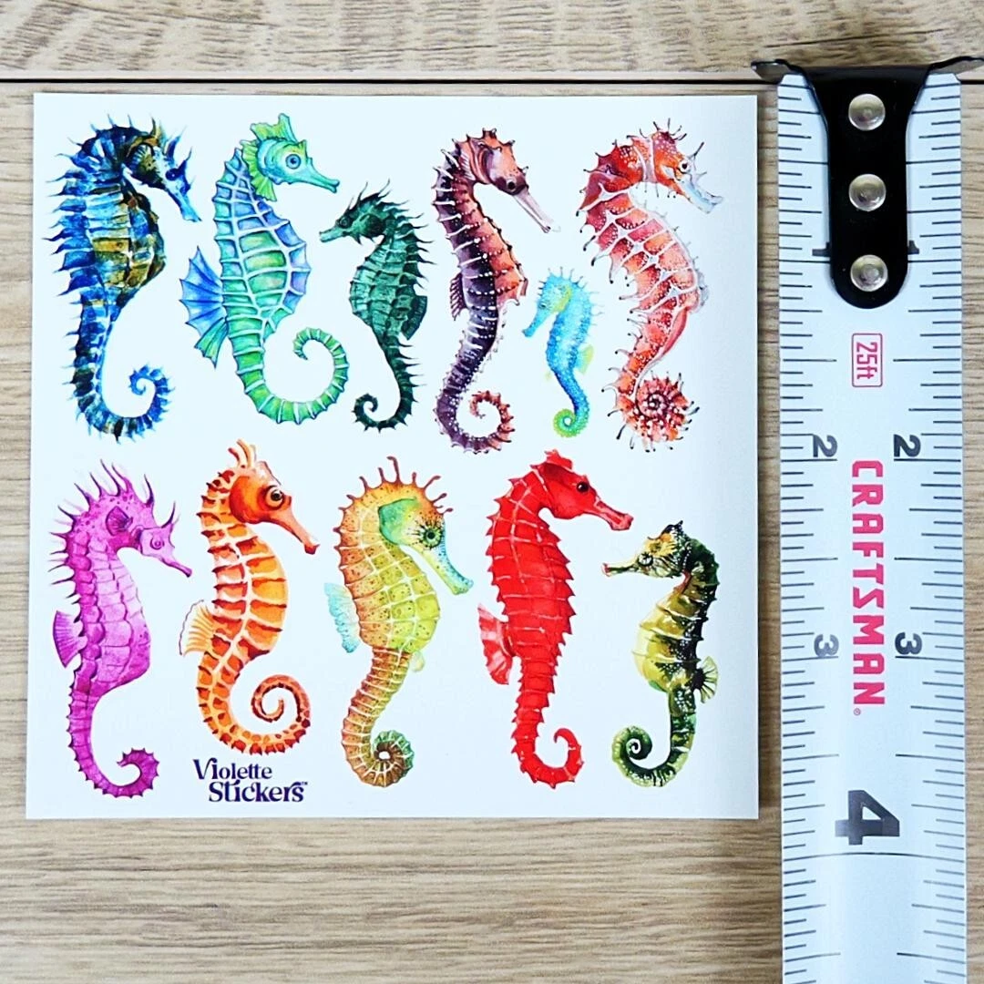 Seahorse Stickers - 2 Colorful Sea Life Sticker Sheets