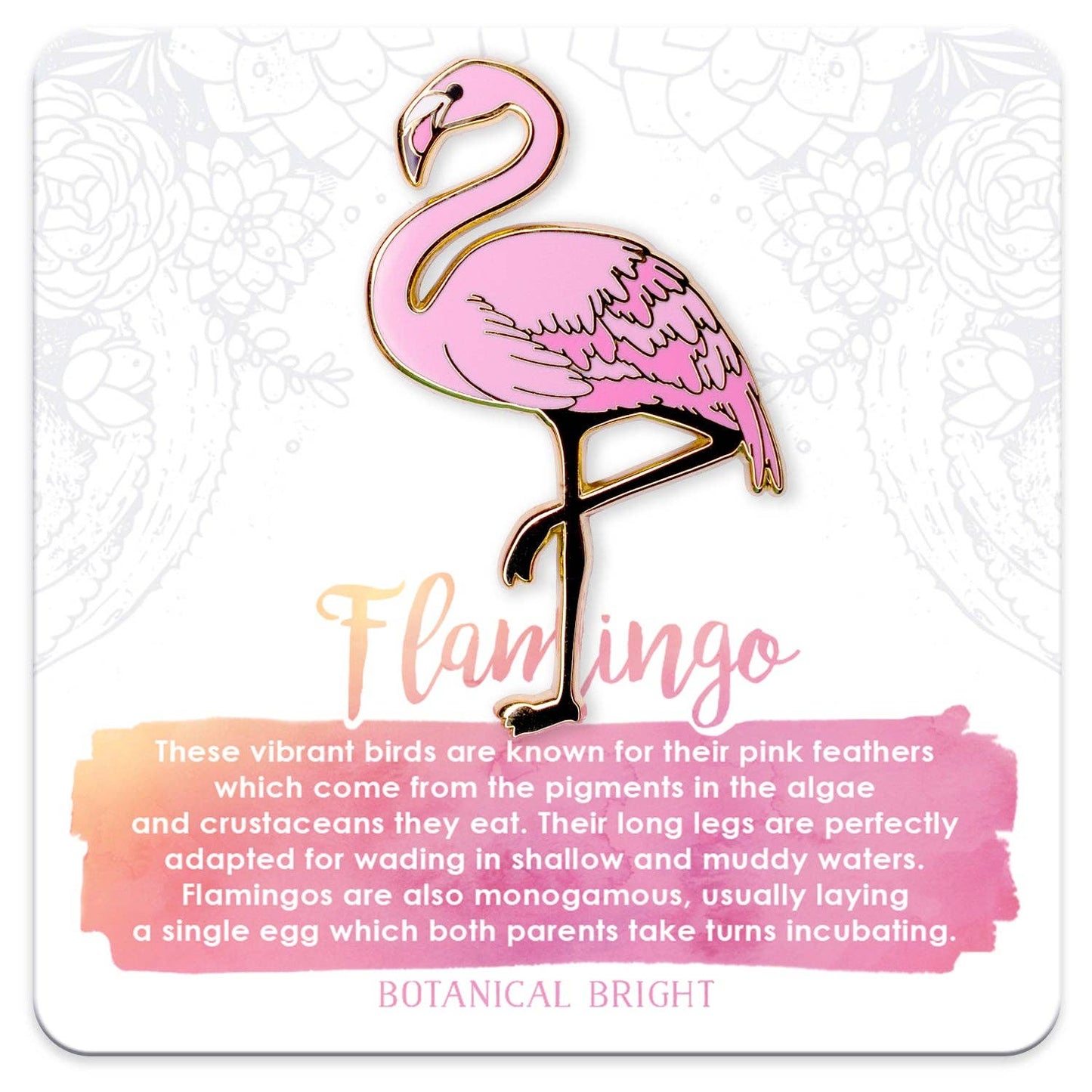 Flamingo Enamel Pin - Gold Plated Base