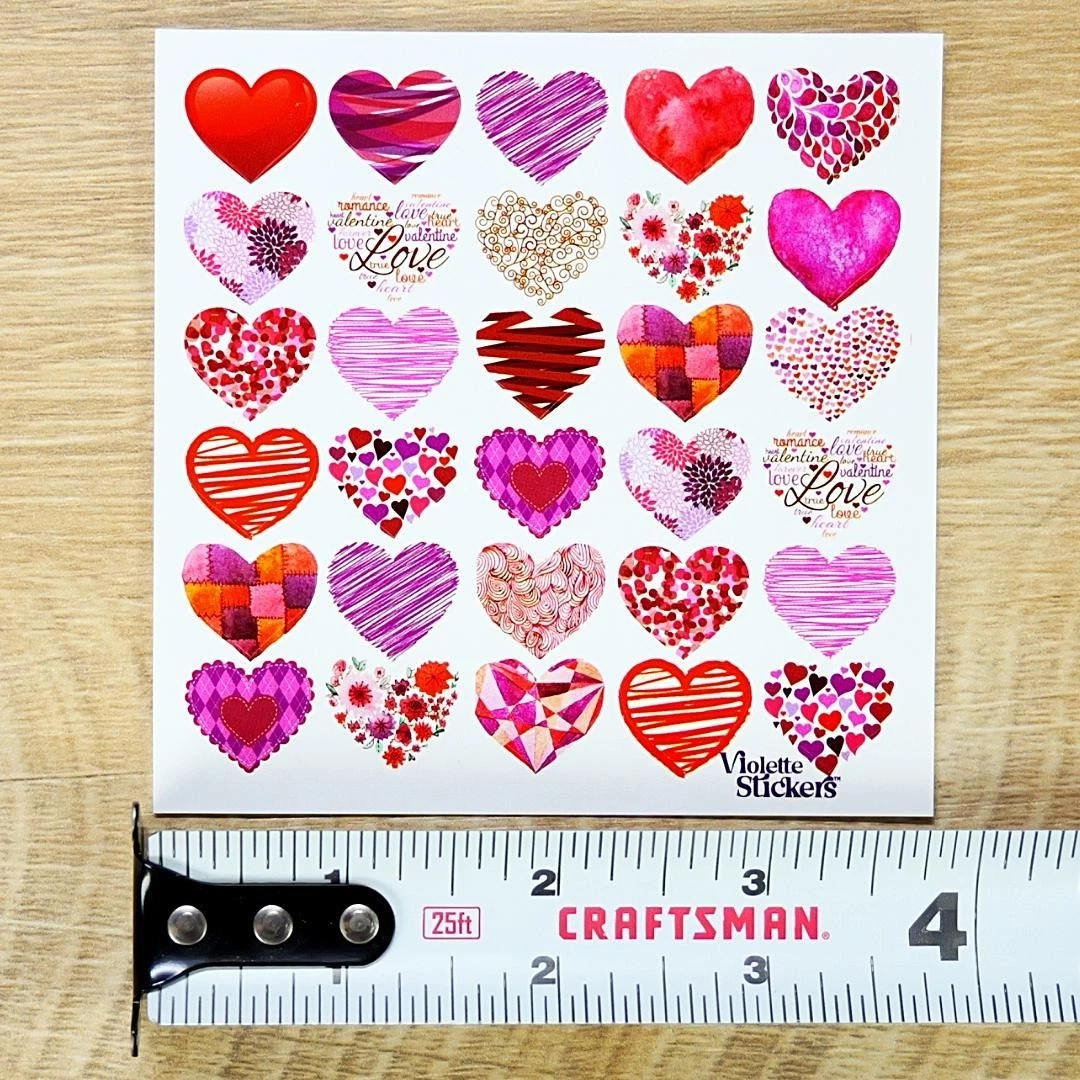 Red Heart Stickers - 2 Hearts Sticker Sheets