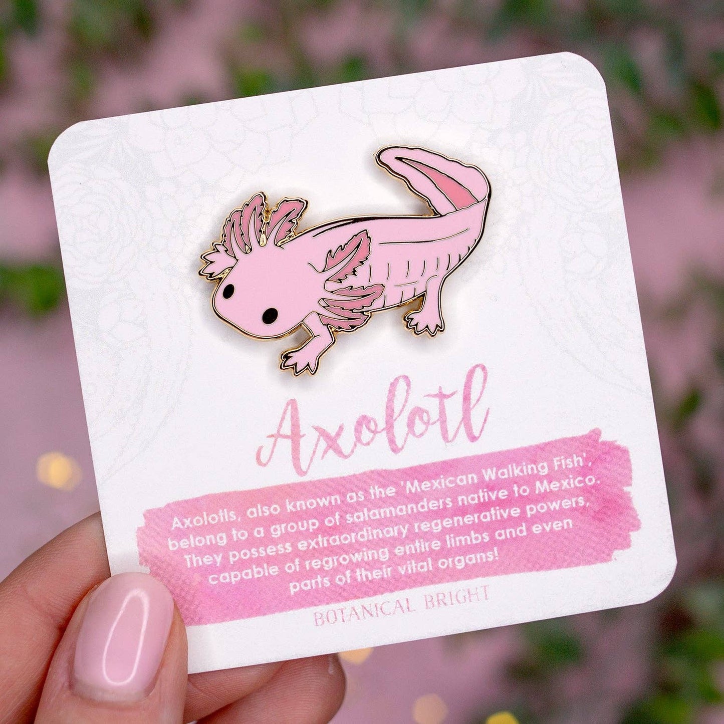 Axolotl Enamel Pin - Gold Plated Base