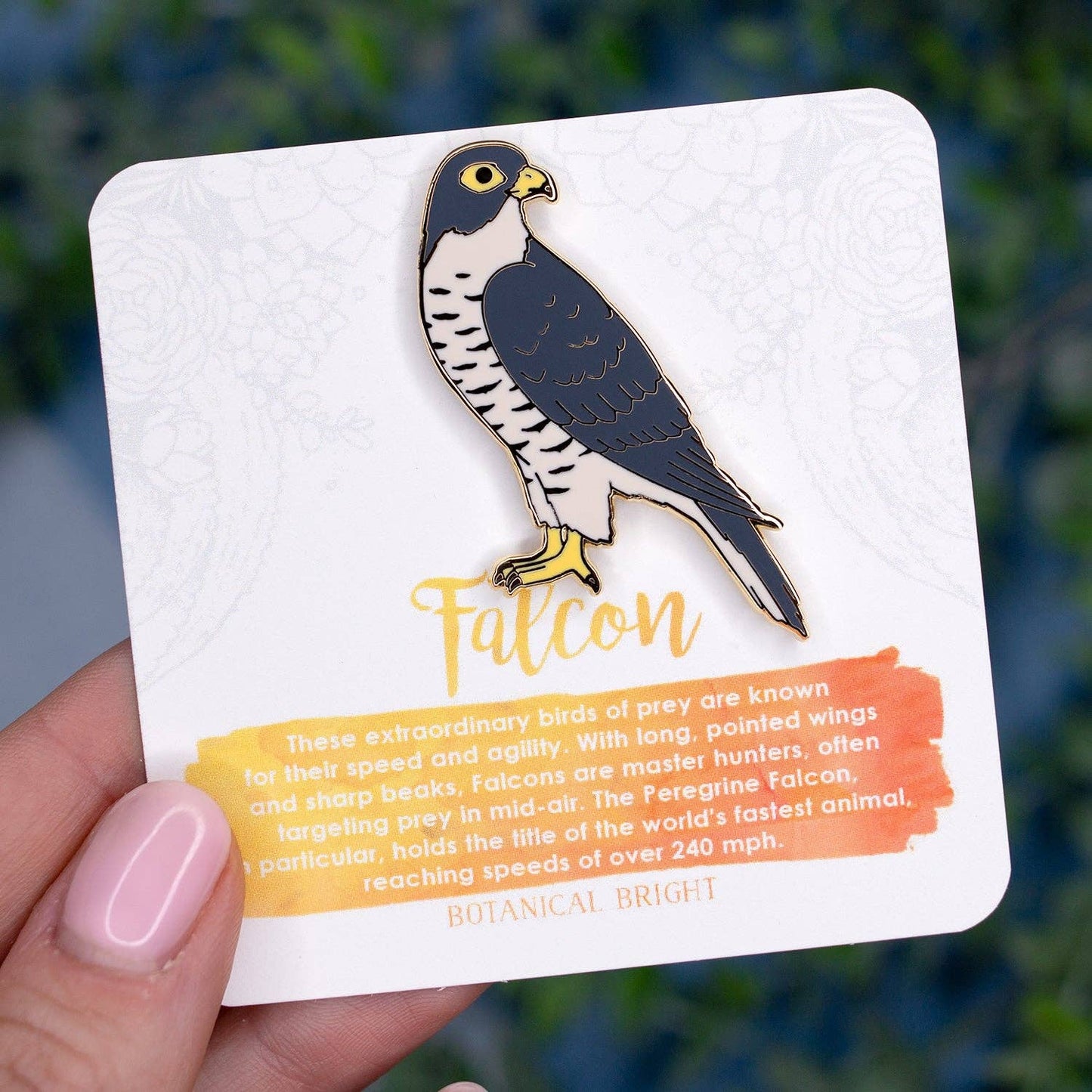 Falcon Bird Enamel Pin - Gold Plated Base