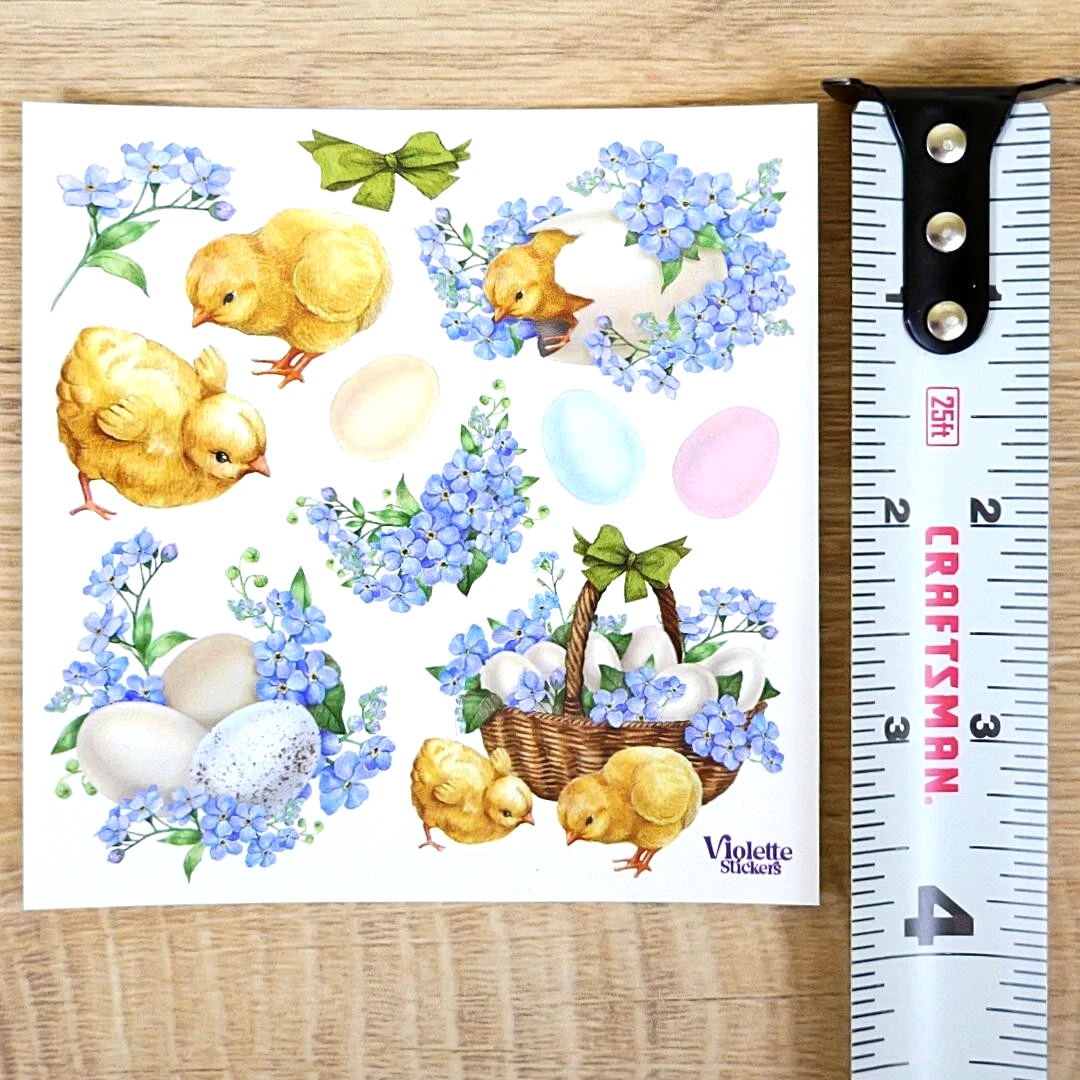 Lilac Chicks Stickers - 2 Sticker Sheets - Stationary - Scrapbook - Planner