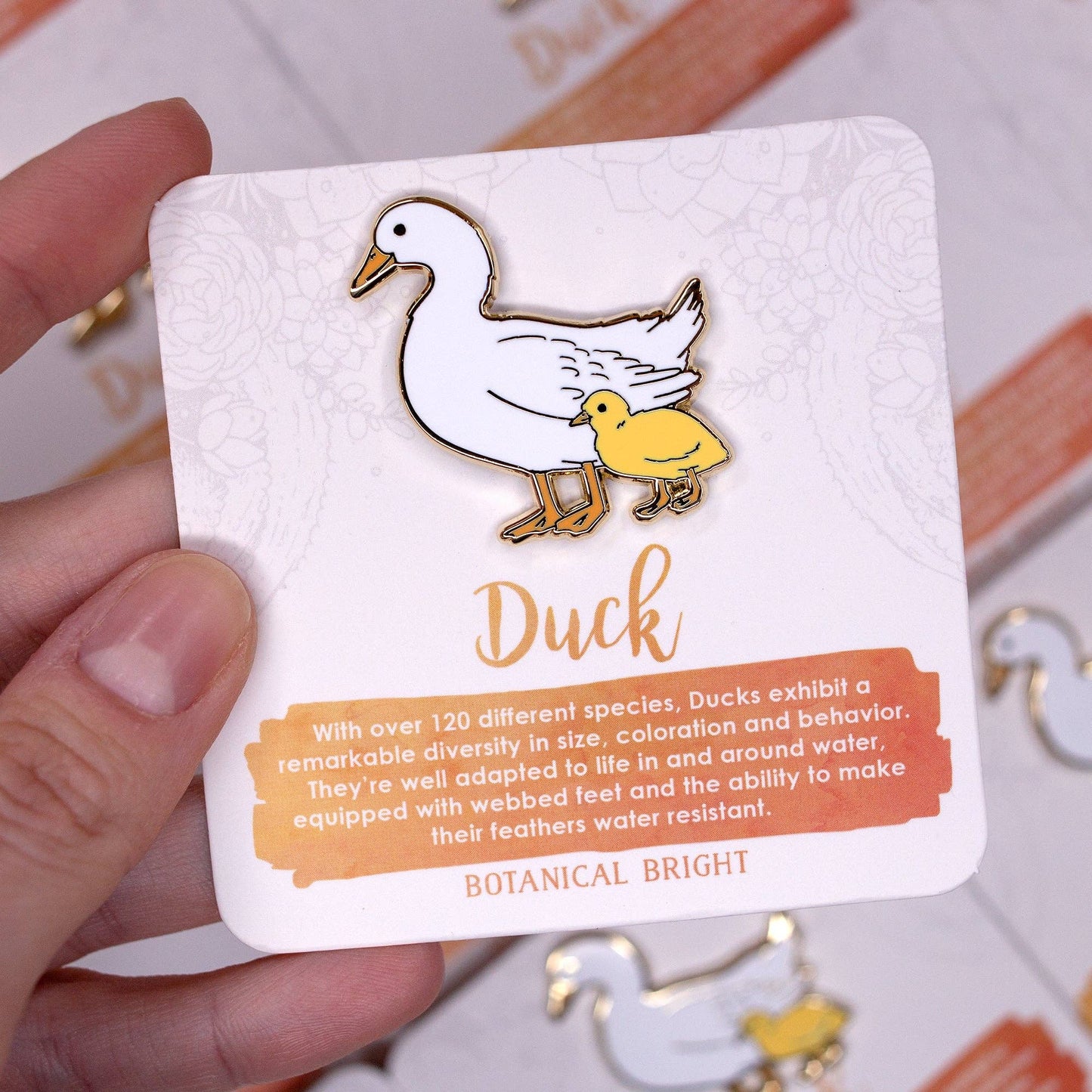 Duck Enamel Pin - Gold Plated Farm Animal Jewelry - Nature Brooch