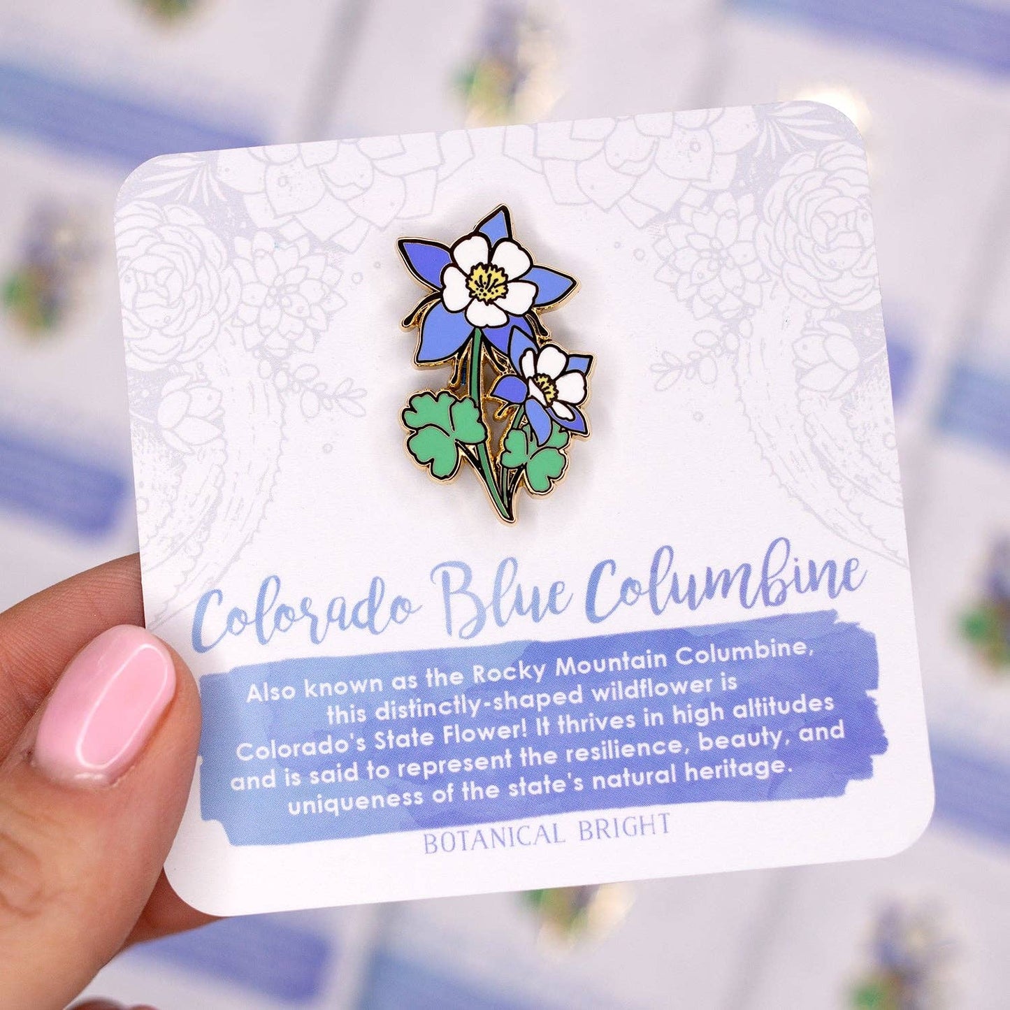 Colorado Blue Columbine Enamel Pin - Colorado State Flower - Gold Plated Base