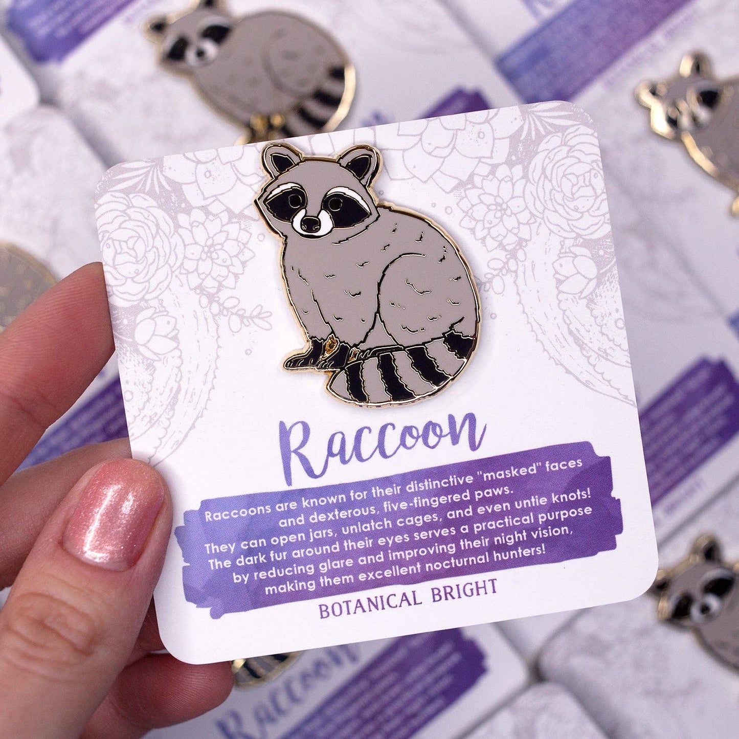 Raccoon Animal Enamel Pin - Gold Plated Nature Jewelry