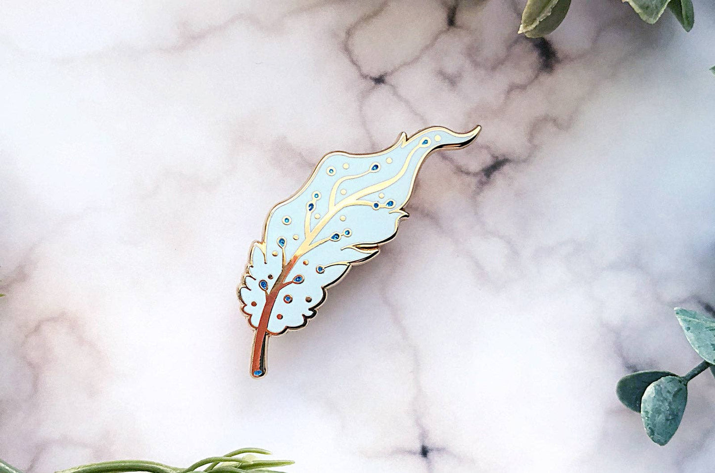Pegasus Feather Enamel Pin - Gold Plated Base