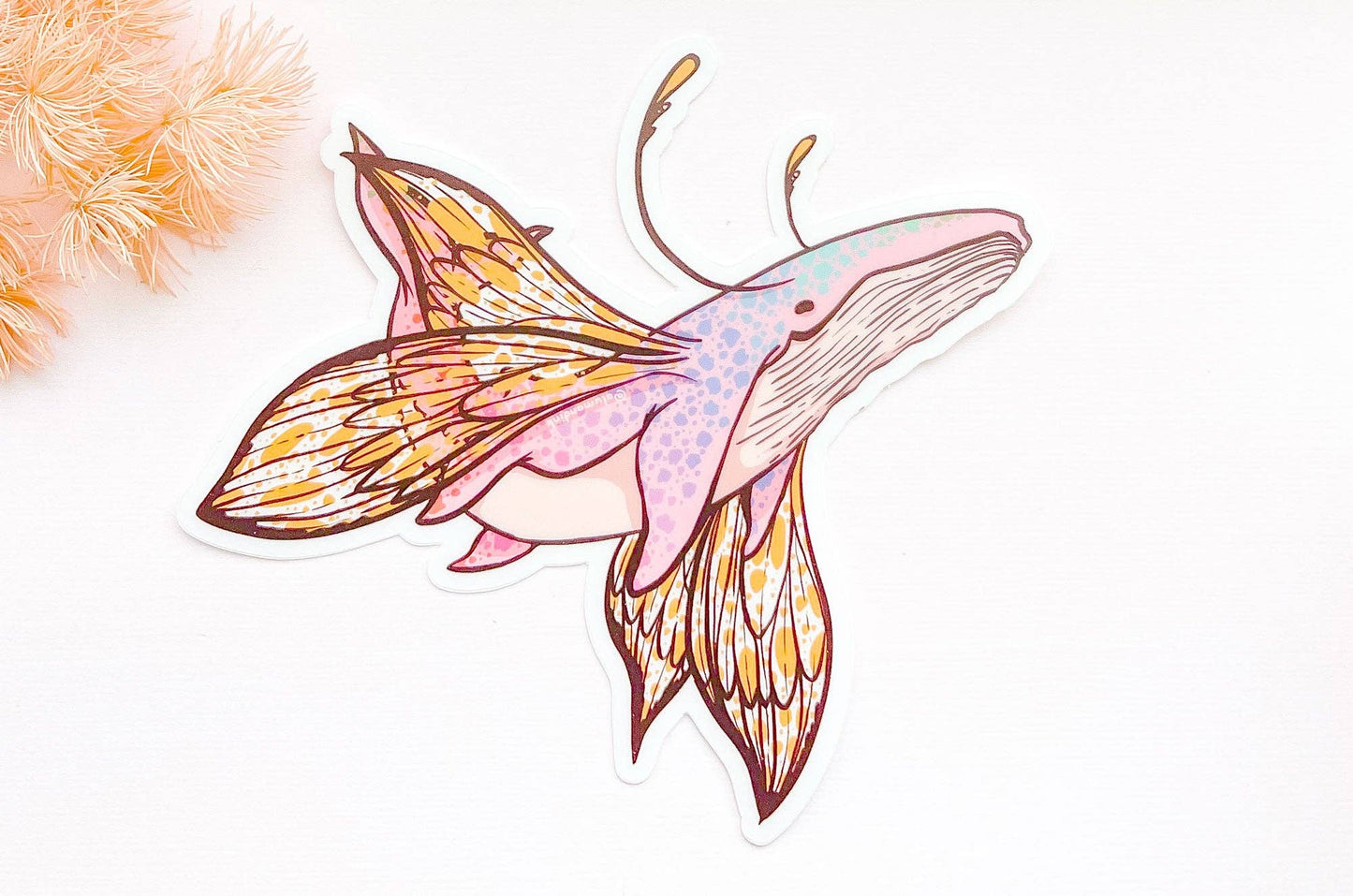 Butterfly Whale Sticker - Clear Vinyl