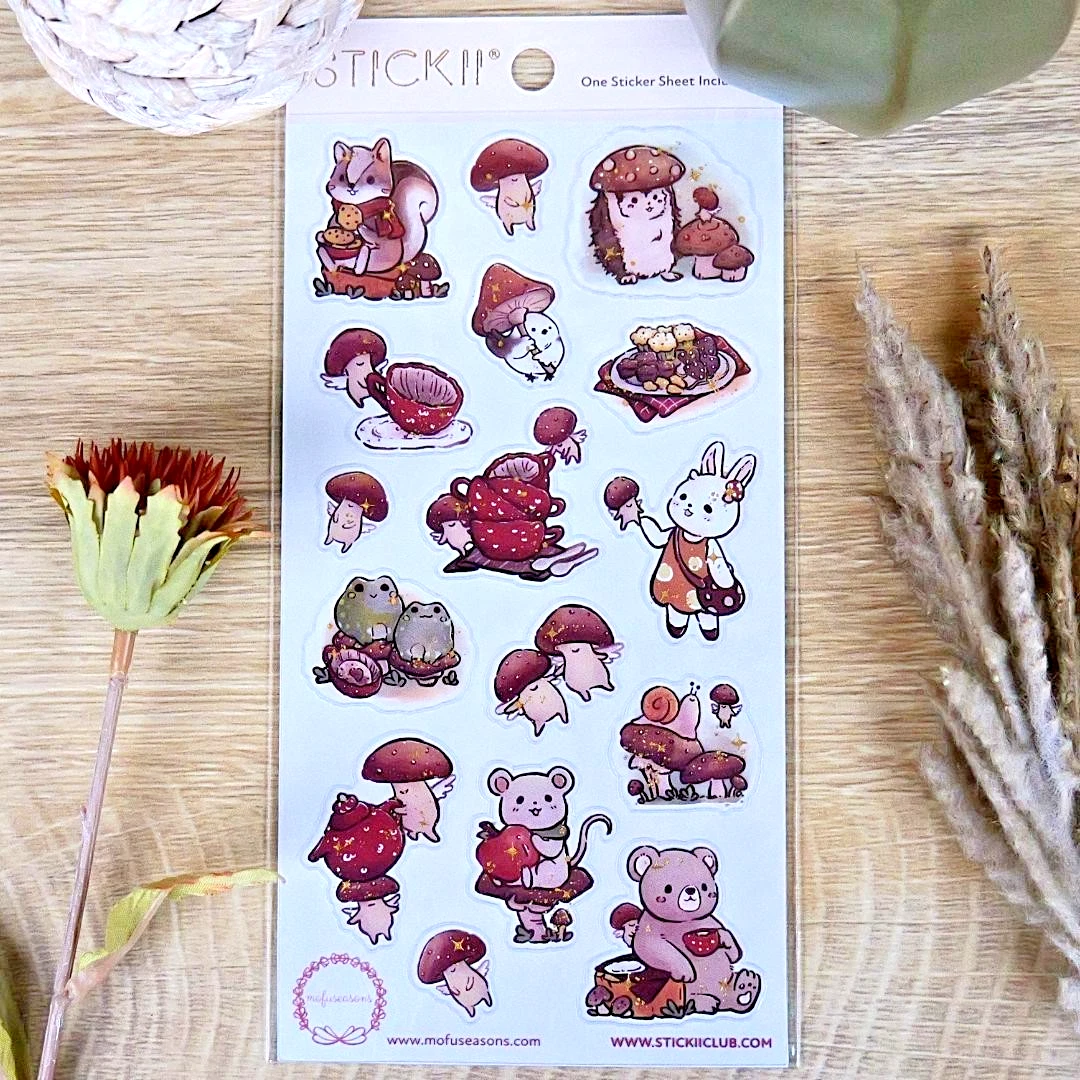 Forest Friends Stickers - Animal, Mushroom, & Nature Sticker Sheet