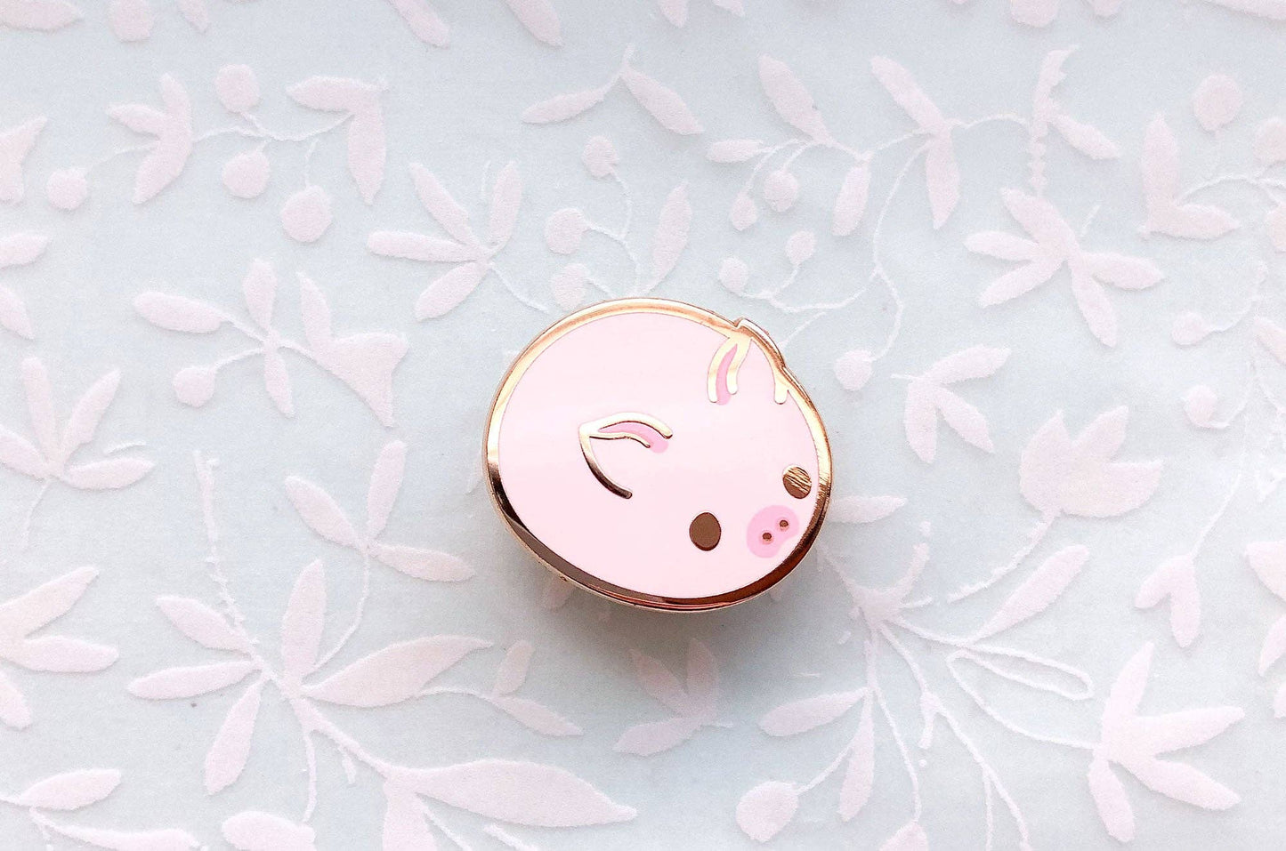 Pig Bun Enamel Pin - Gold Plated Base