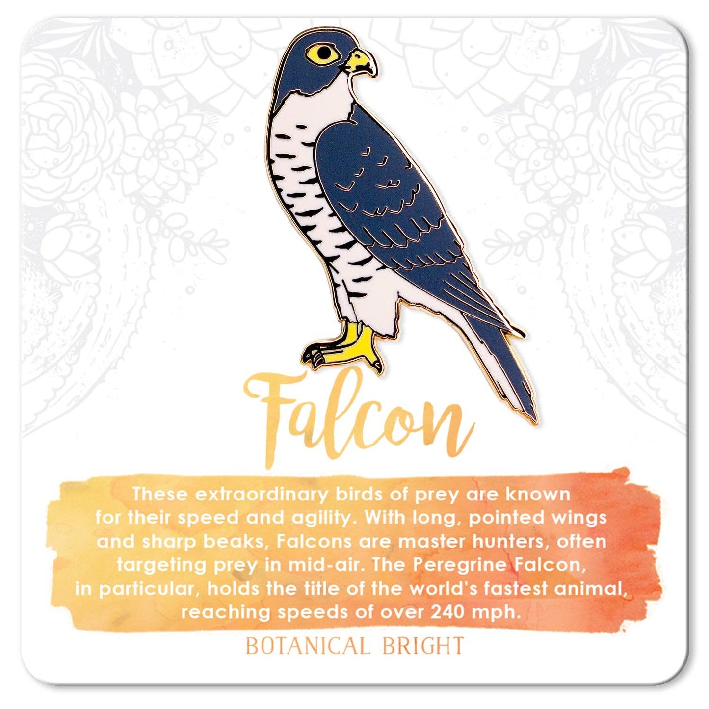 Falcon Bird Enamel Pin - Gold Plated Base