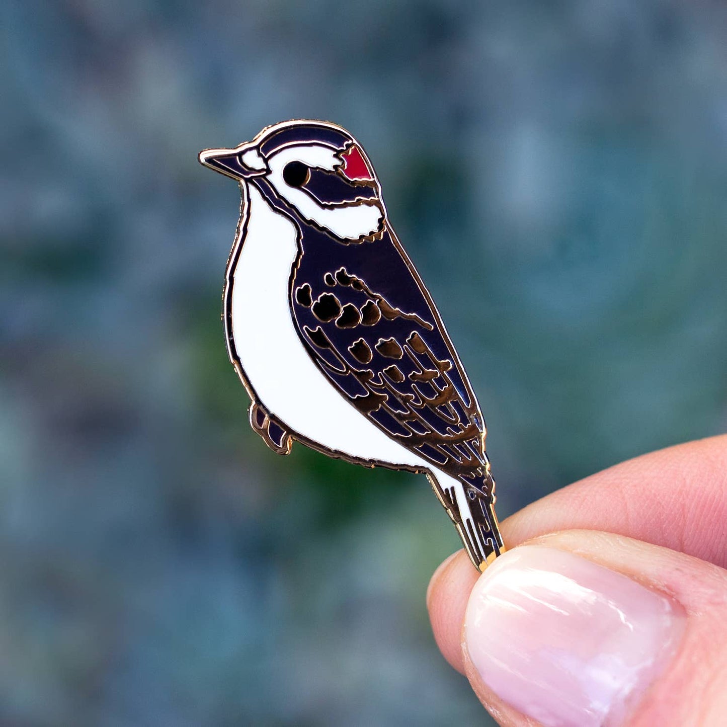 Woodpecker Bird Enamel Pin - Gold Plated Nature Jewelry - Wildlife Brooch