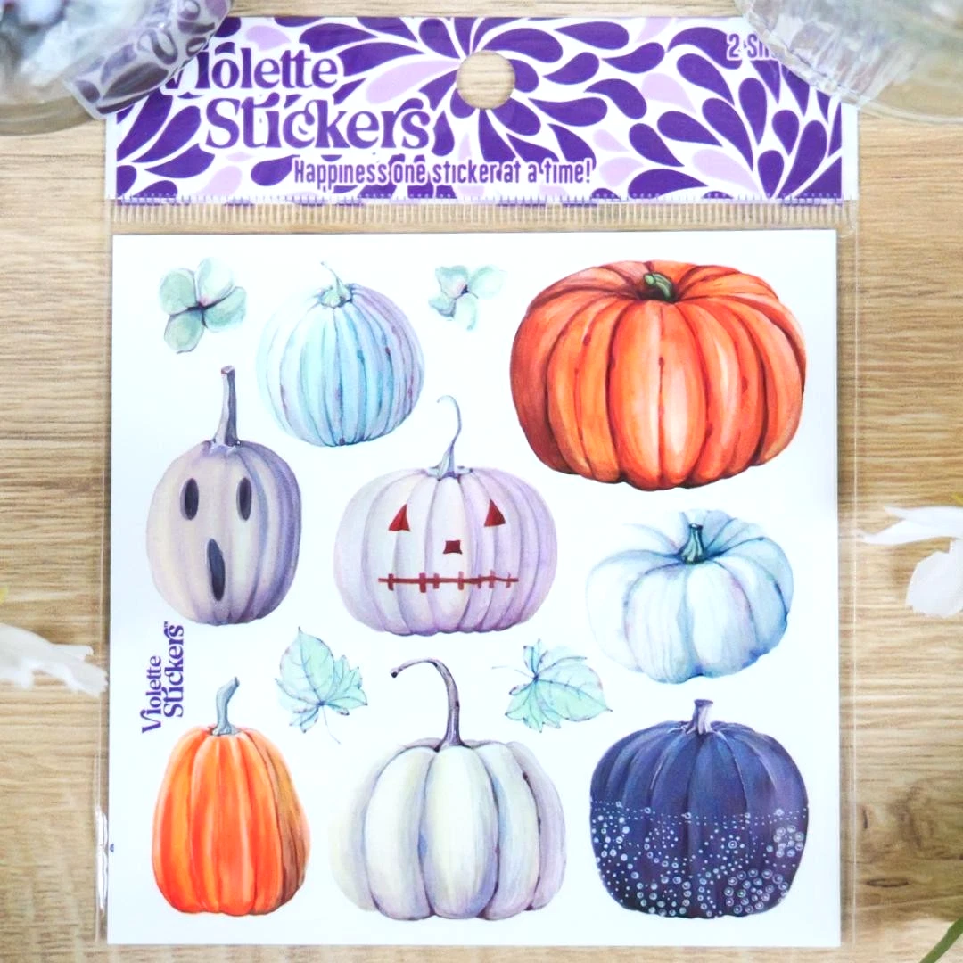 Ghost Pumpkin Stickers - 2 Sticker Sheets for Stationary, Scrapbooking, & More