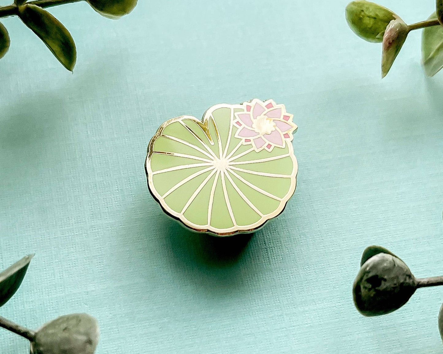 Water Lily Pad Enamel Pin - Gold Plated Base