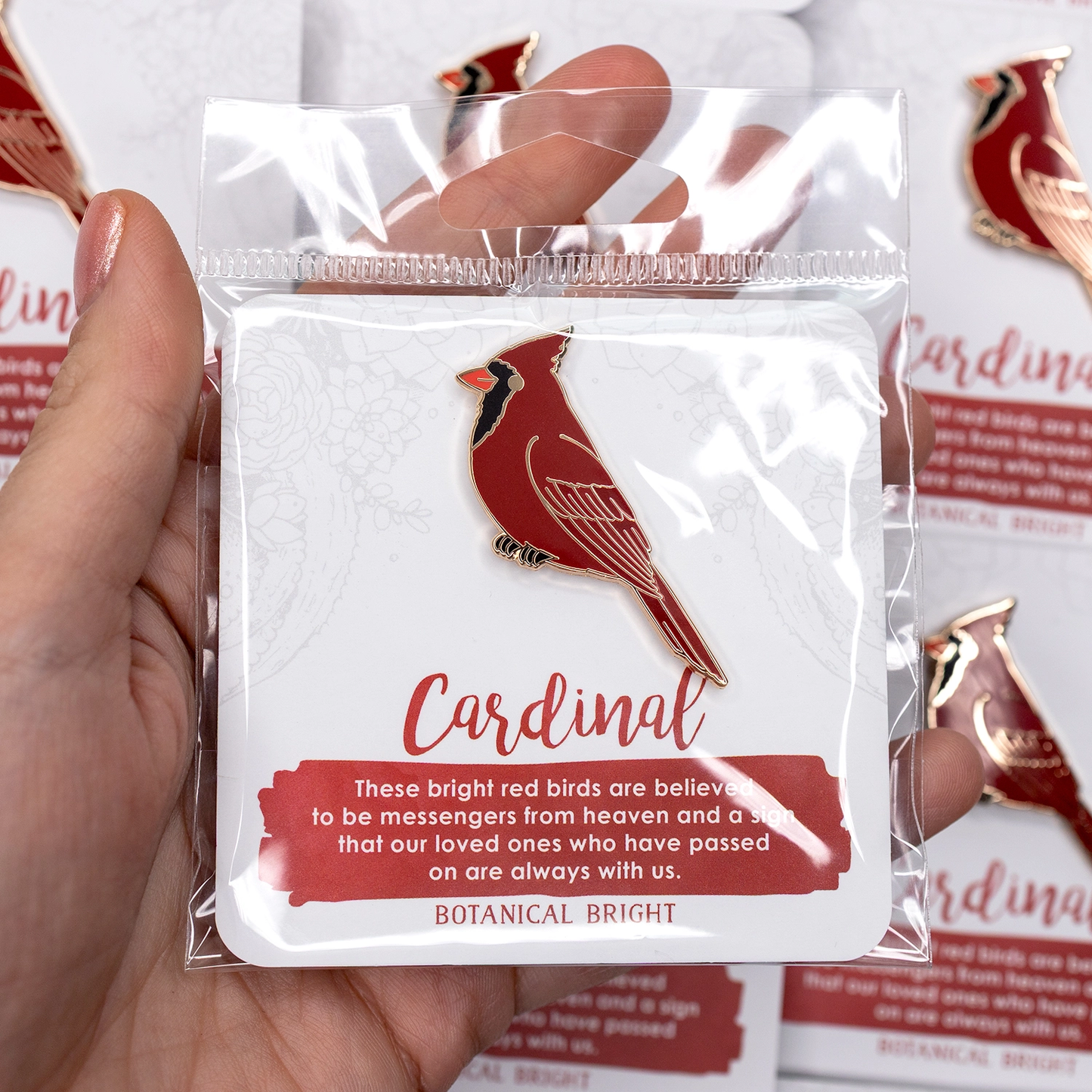 Cardinal Bird Enamel Pin - Gold Plated Nature Jewelry - Wildlife Brooch