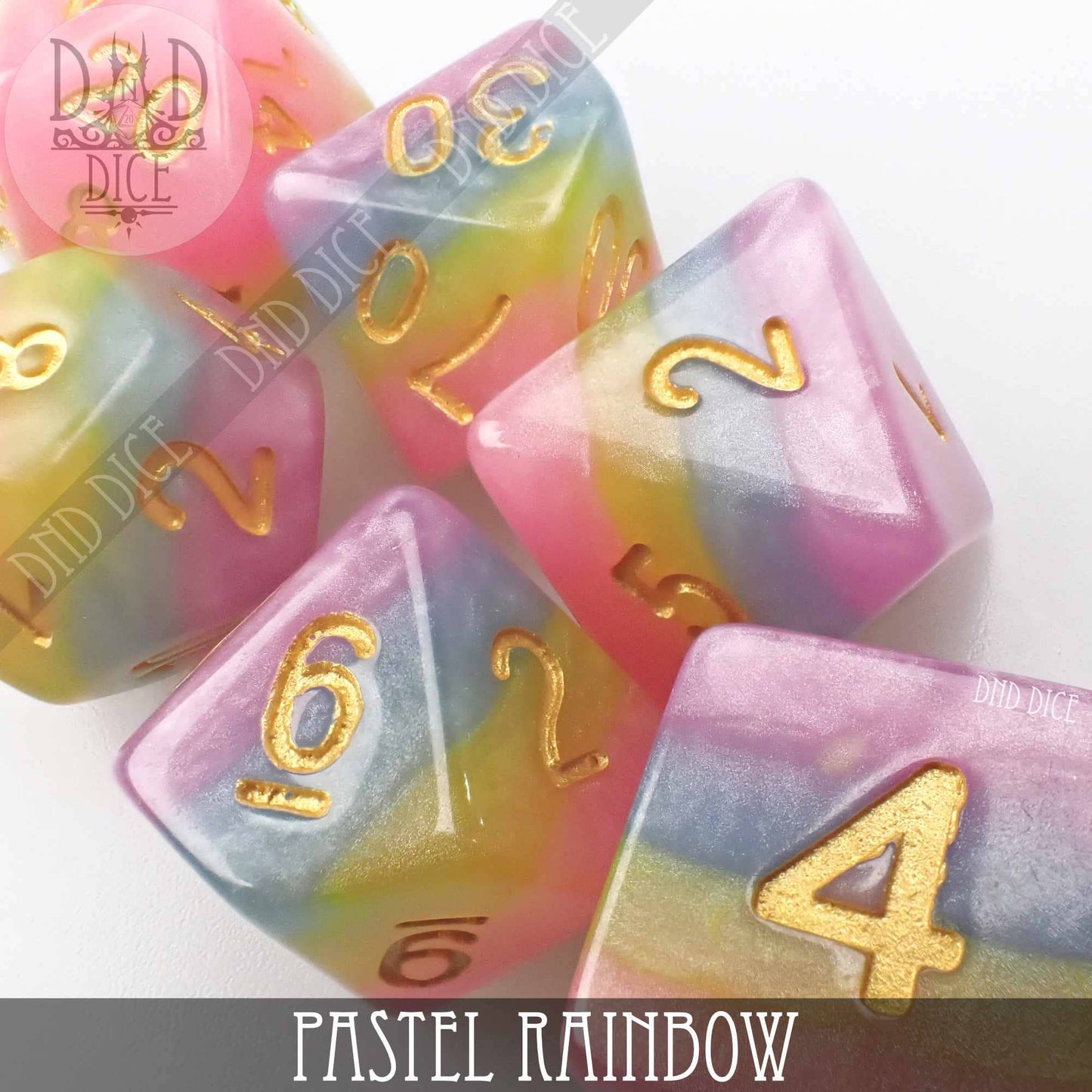 Dice Set - Pastel Rainbow - 7 Resin Dice