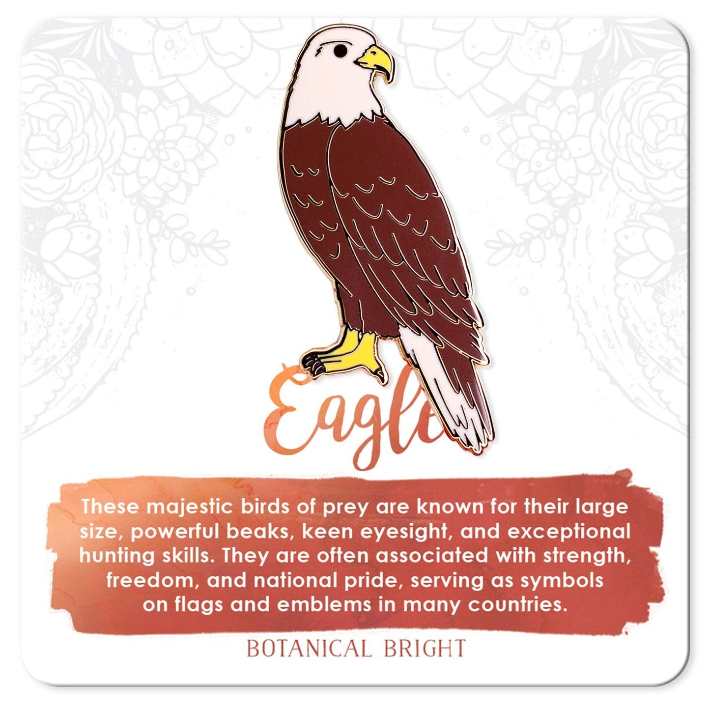Eagle Bird Enamel Pin - Gold Plated Base