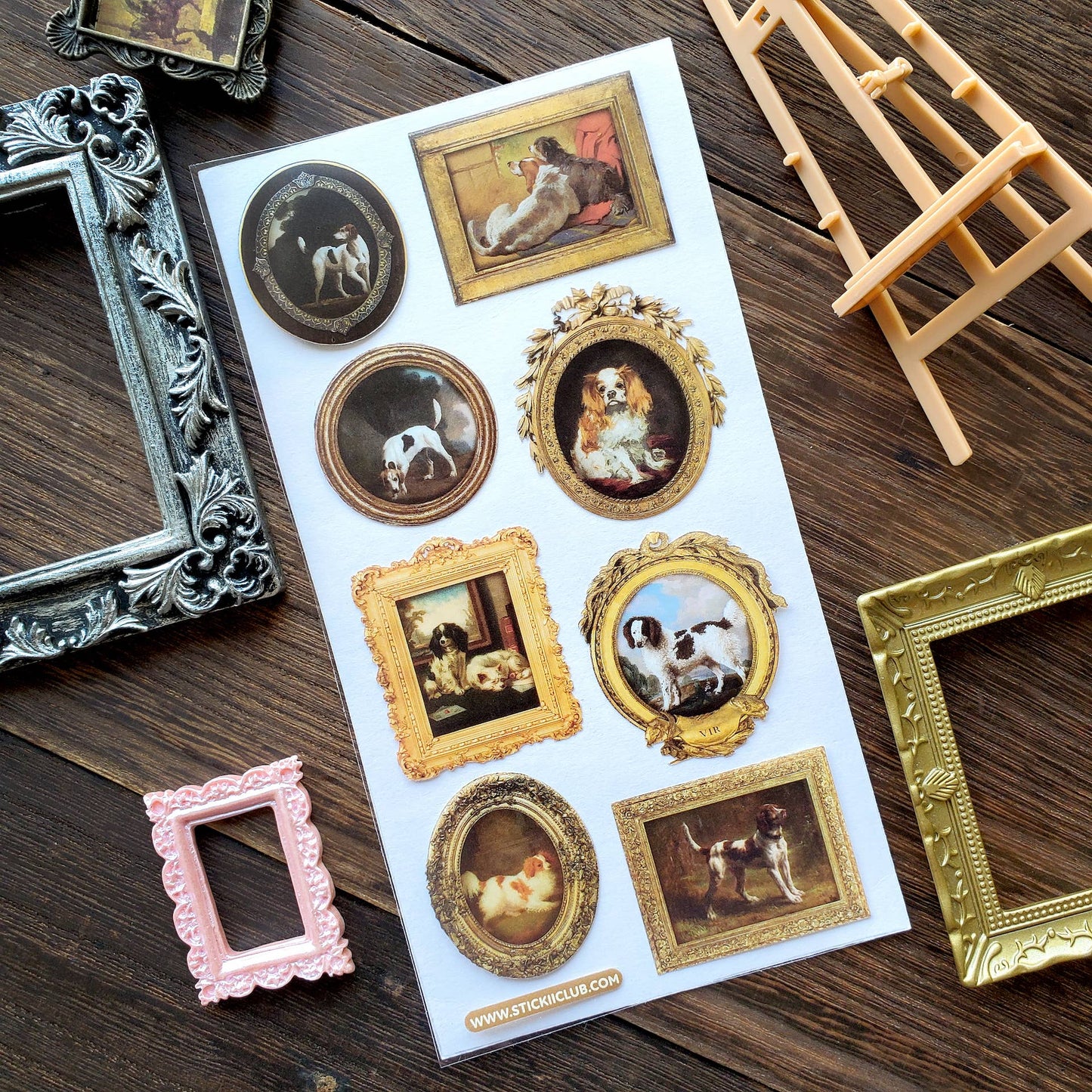Fancy Pup Paintings Stickers - 1 Dog Sticker Sheet for Scrapbooking, Stationary, & More