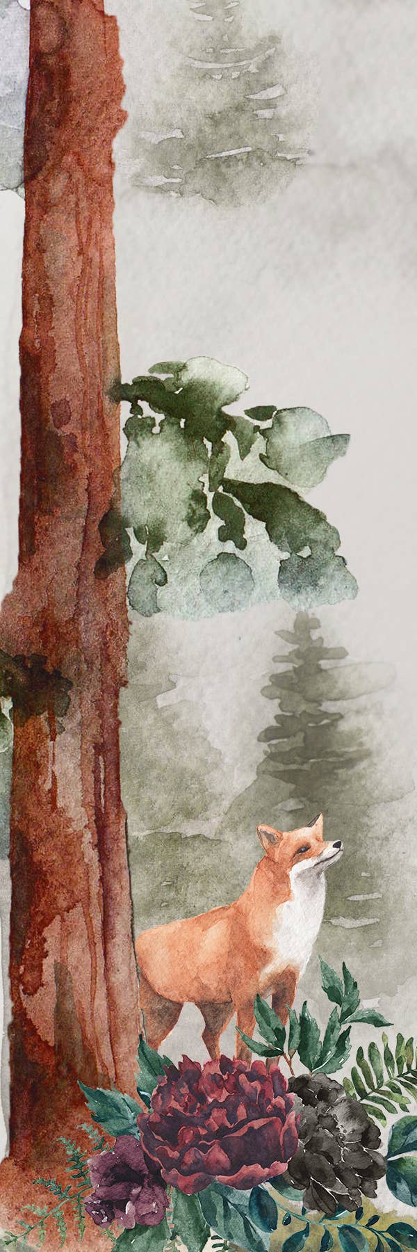 Forest Fox Watercolor Bookmark - Nature - Cardstock