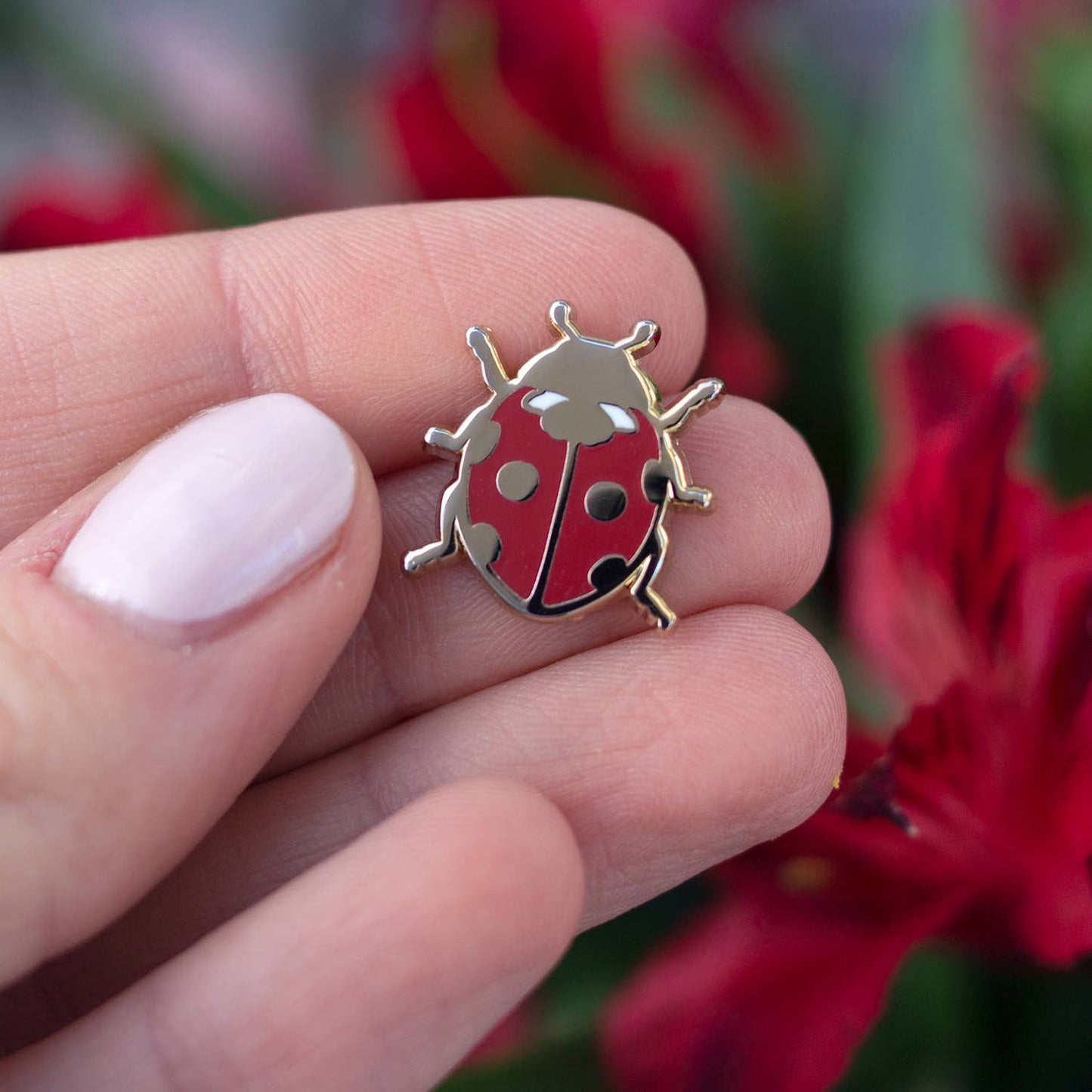 Ladybug Enamel Pin - Gold Plated Nature Jewelry - Garden Insect Brooch