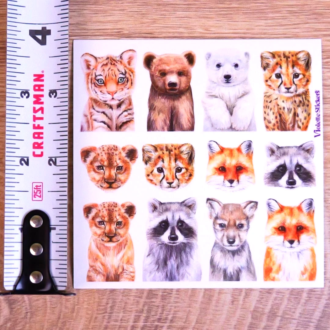 Pocket Animal Stickers - Baby Wild Animals Sticker Sheets