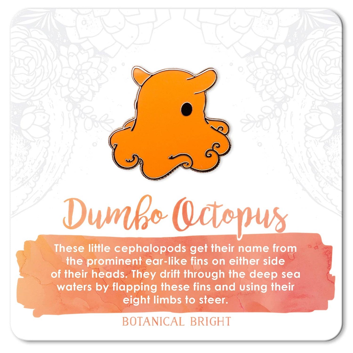 Dumbo Octopus Enamel Pin - Gold Plated Base