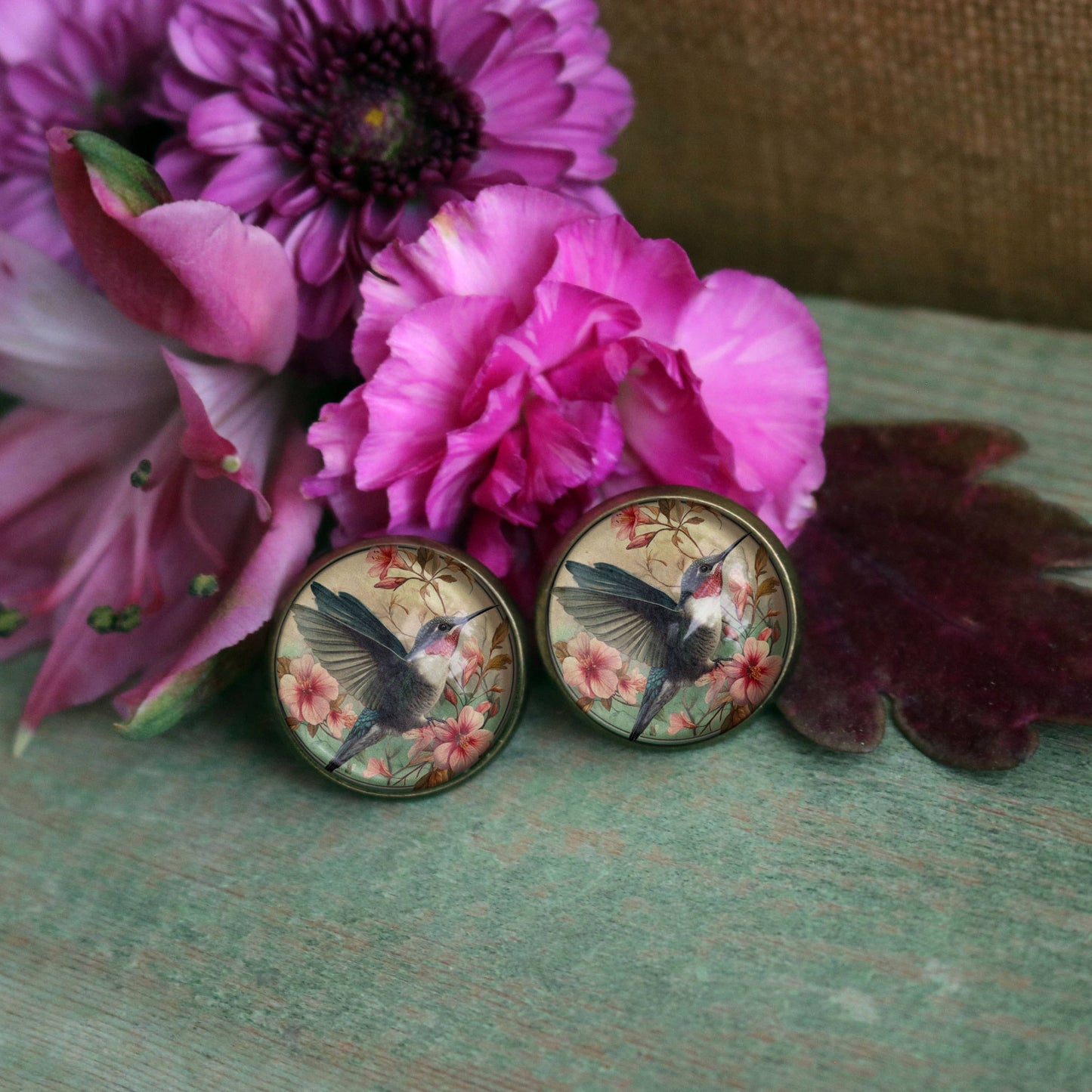 Hummingbird Stud Earrings - Art Nouveau