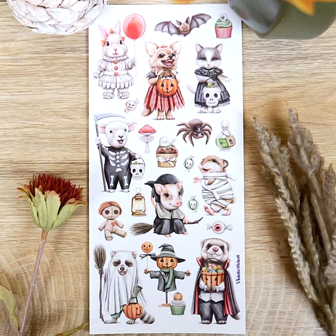 Critter Halloween Stickers - 2 Spooky Sticker Sheets