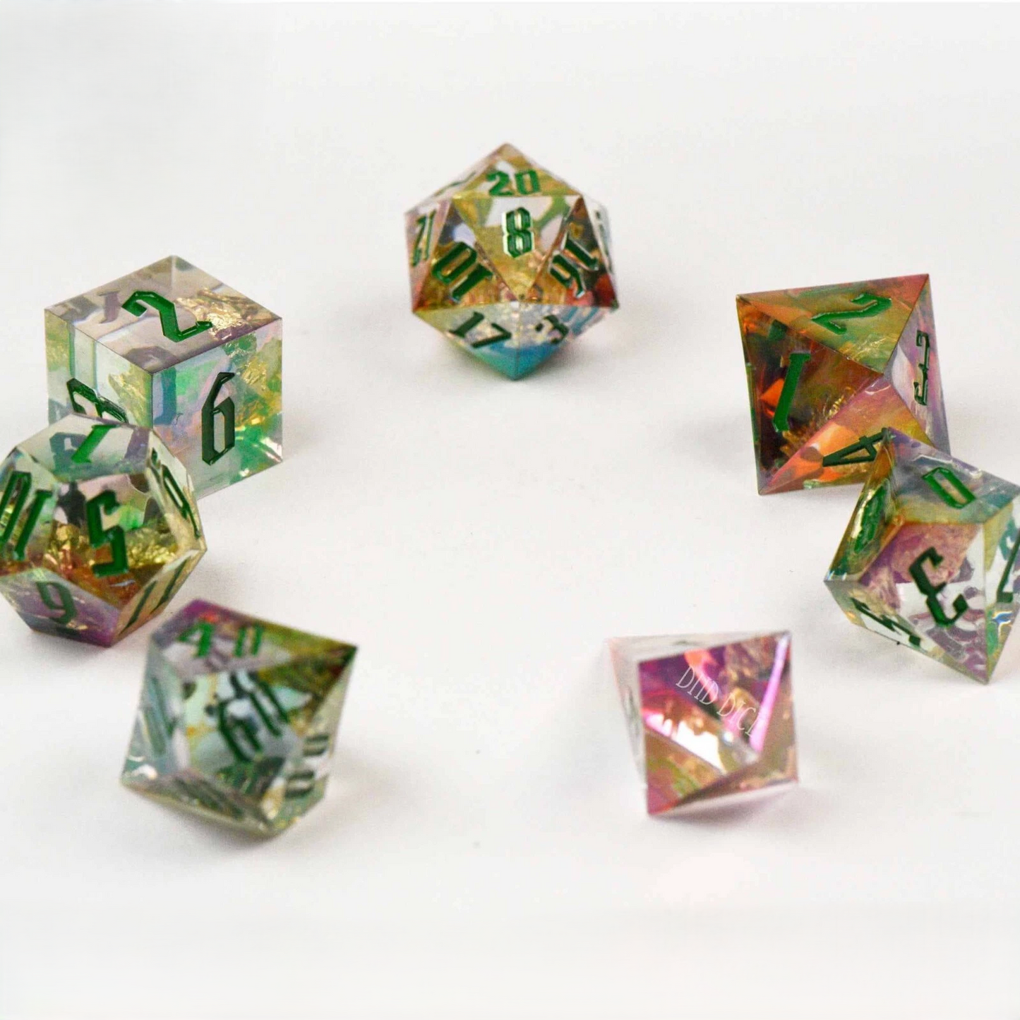 DND Dice Set - Emergence - 7 Handmade Resin Dice - RPG Tabletop Gaming