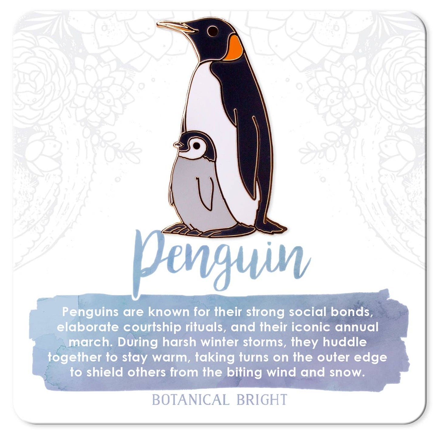 Penguin with Chick Enamel Pin - Gold Plated Base