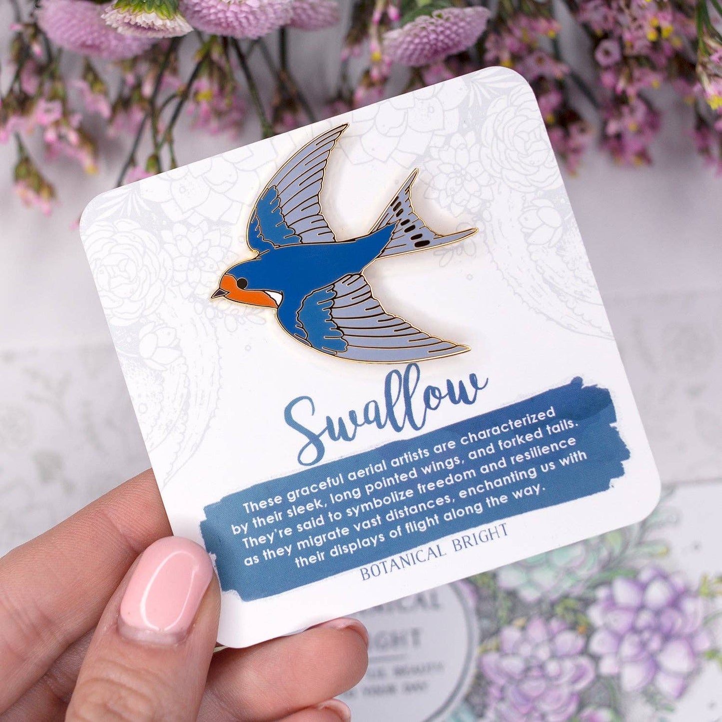 Swallow Bird Enamel Pin - Gold Plated Nature Jewelry - Wildlife Brooch