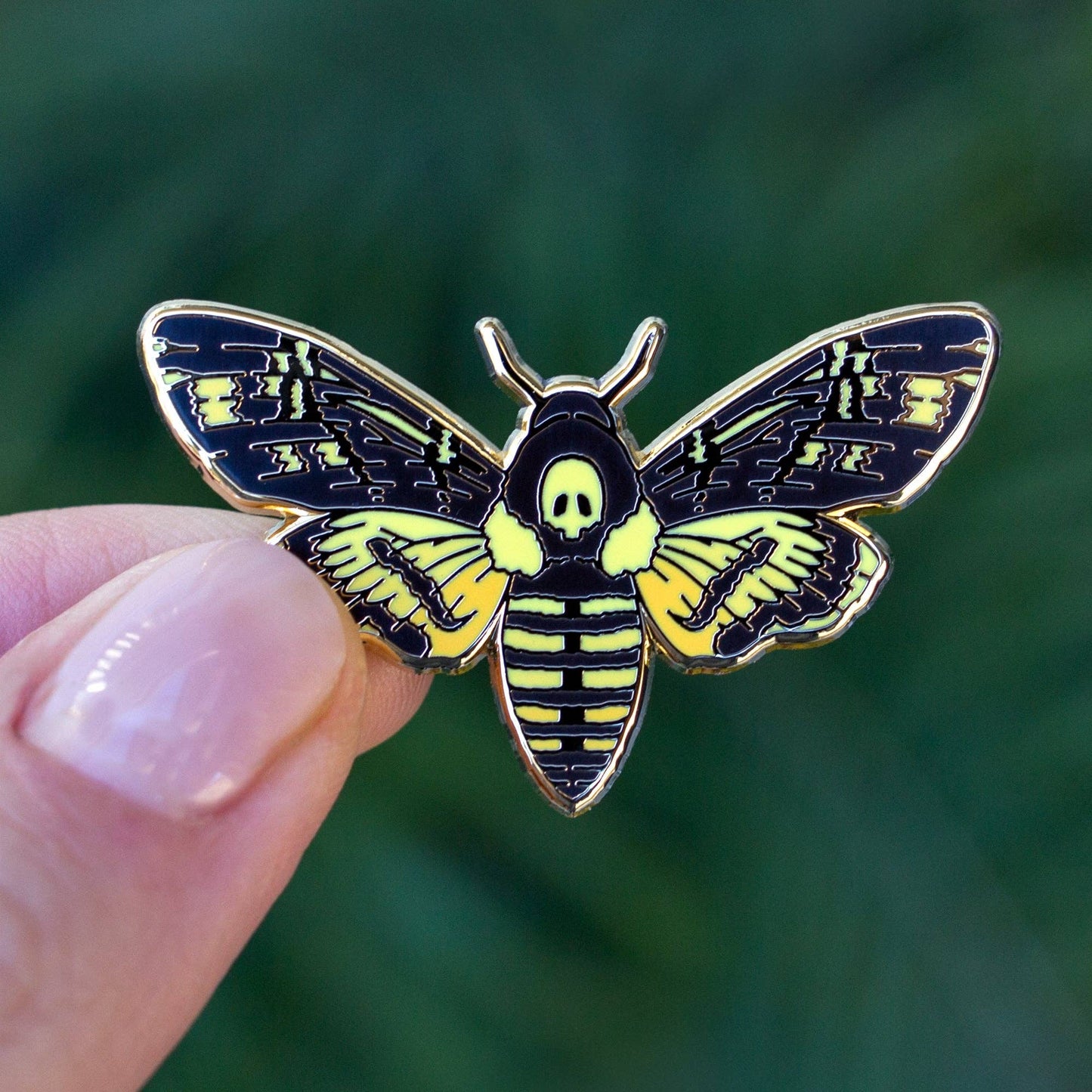 Death's-Head Hawkmoth Enamel Pin - Gold Plated Nature Jewelry - Insect Brooch