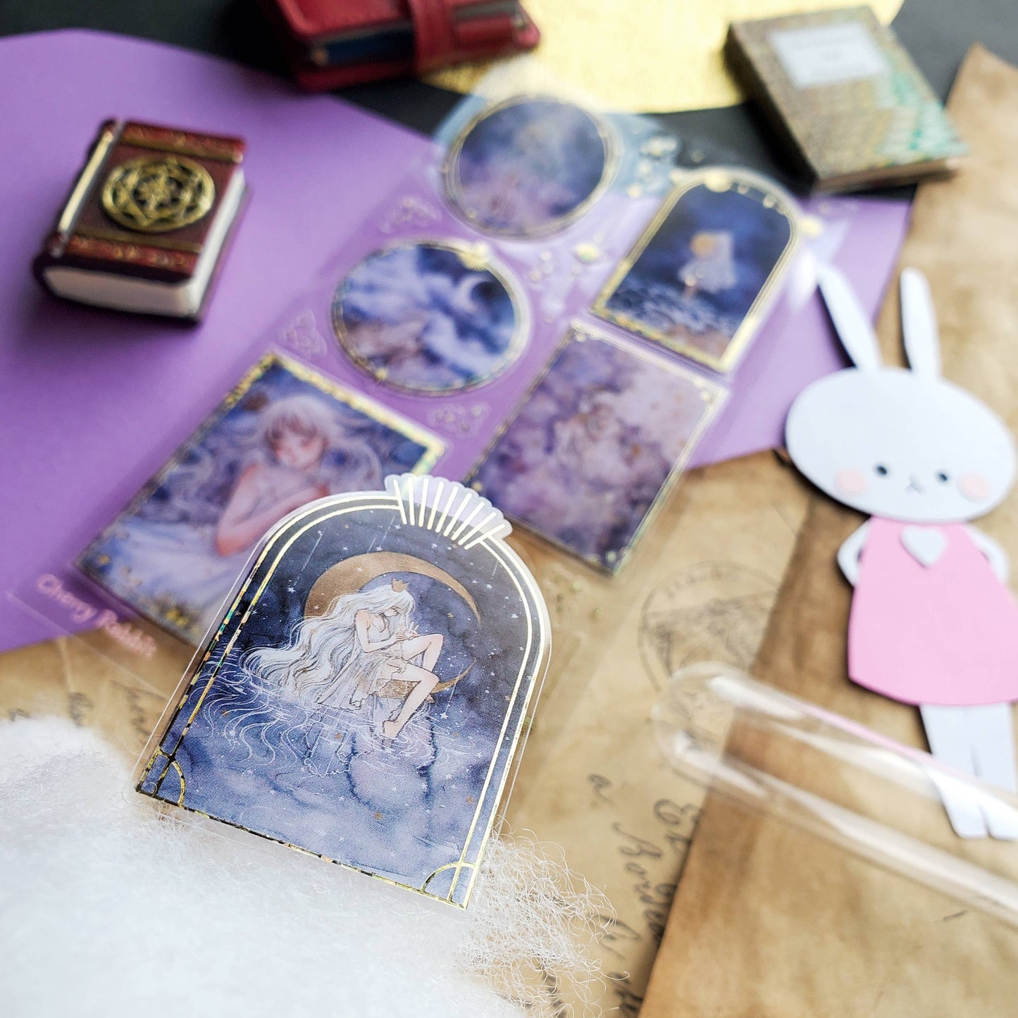 Dreaming of Stars Stickers - 1 Celestial Sticker Sheet for Scrapbooking, Stationary, & More