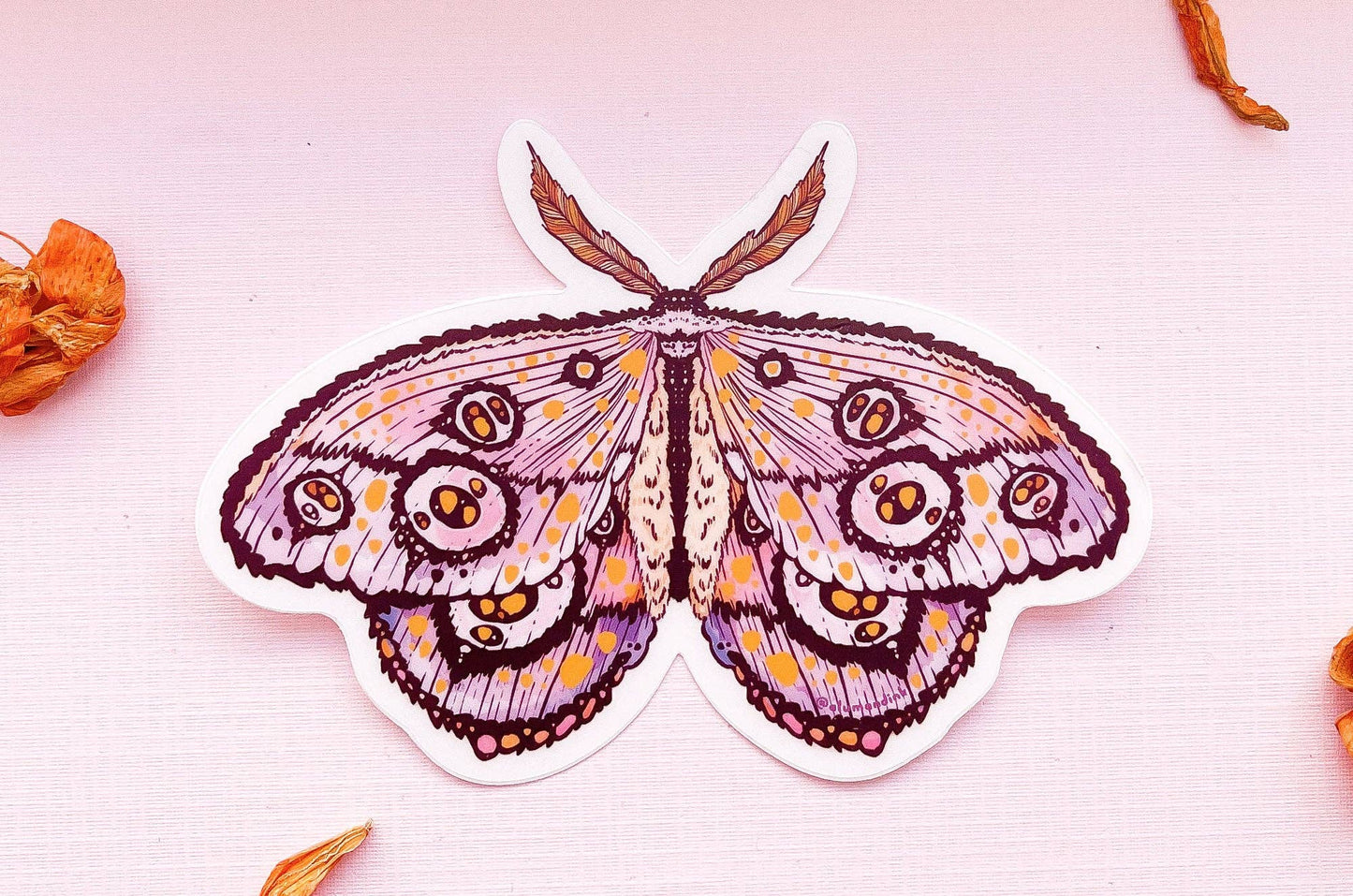 Fantasy Moth Sticker - Clear Vinyl