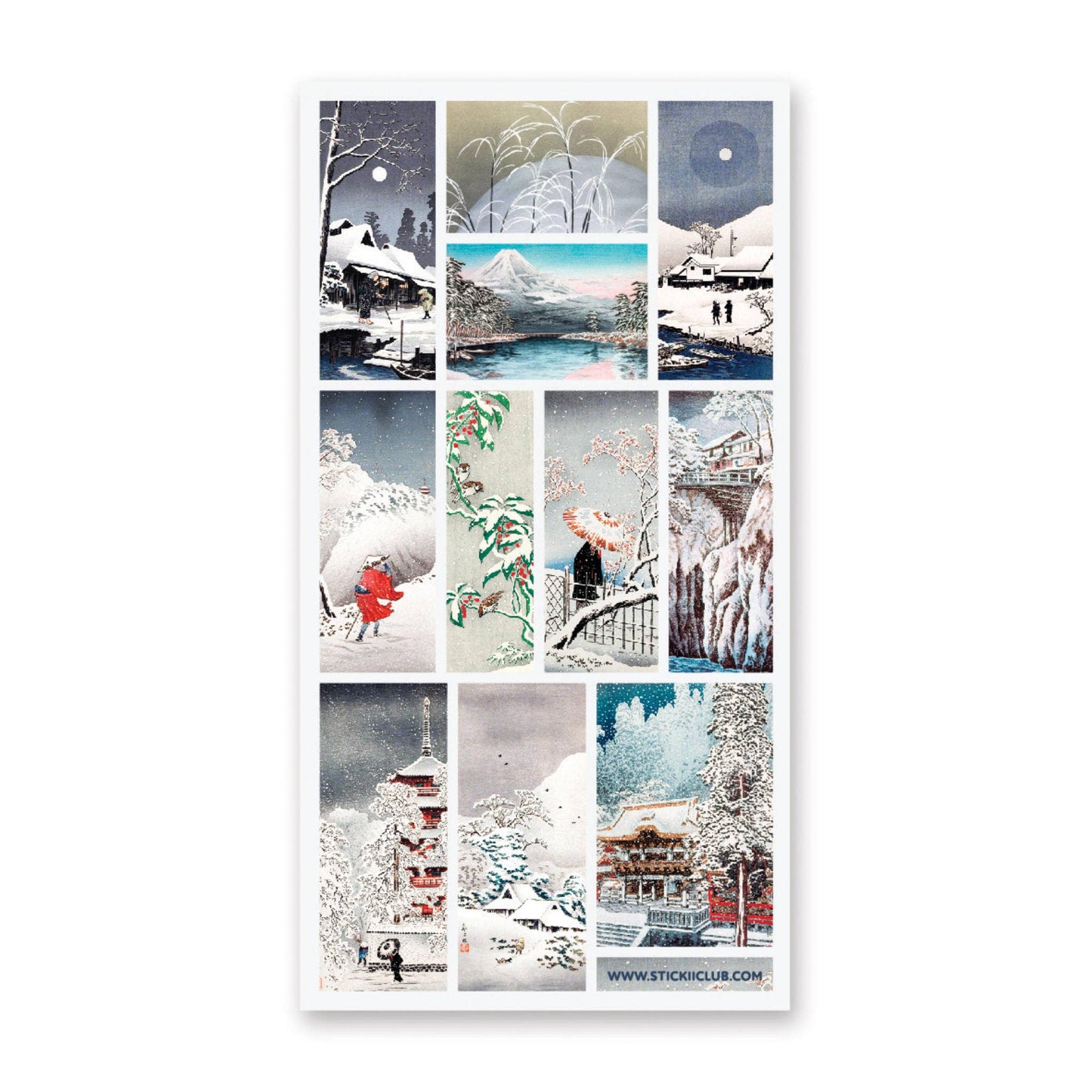 Japanese Print Winter Scenes - Sticker Sheet