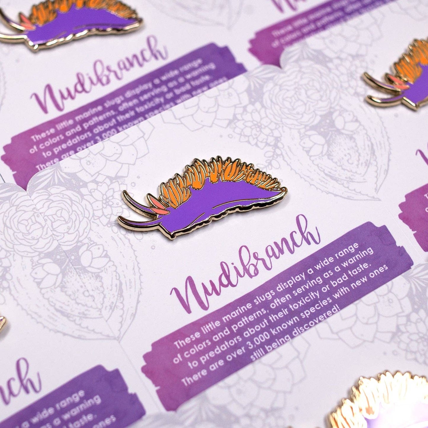 Nudibranch Sea Slug Enamel Pin - Gold Plated Nature Jewelry - Sea Life Brooch