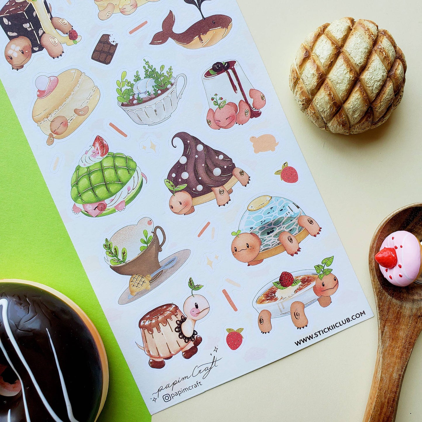 Treat Turtles Stickers - 1 Sticker Sheet for Stationary, Scrapbook, & More