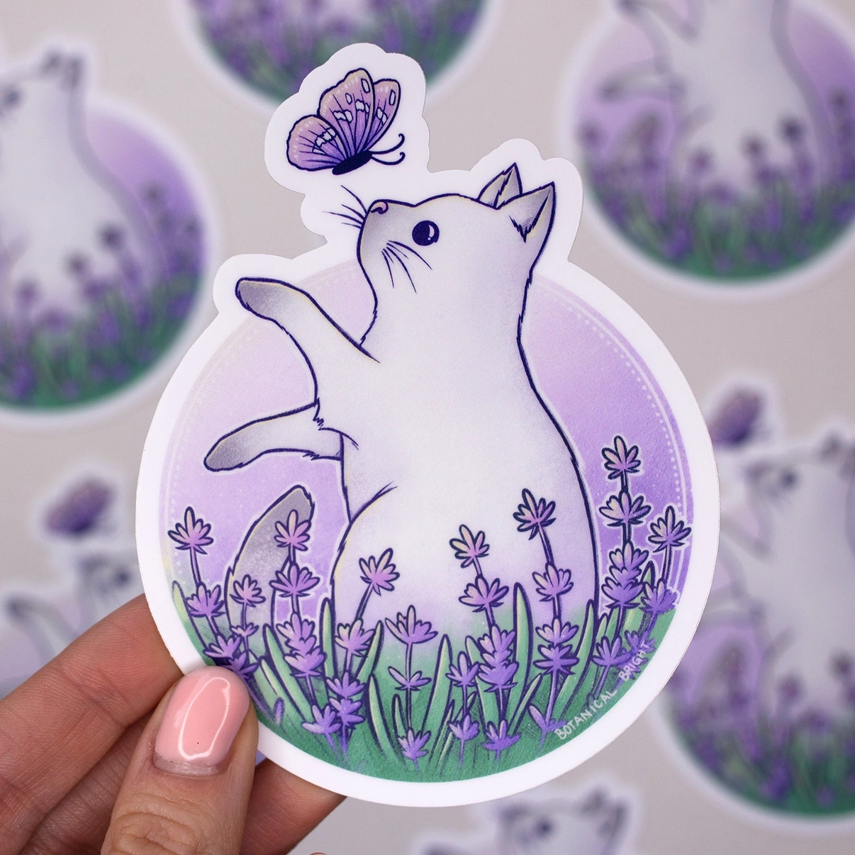 Lavender Cat Sticker - Waterproof Vinyl
