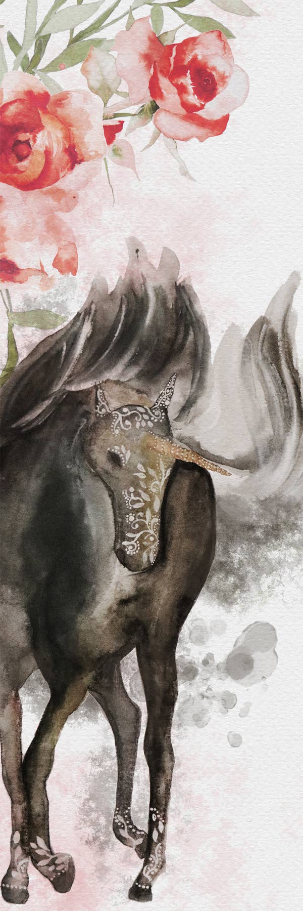 Dark Unicorn Watercolor Bookmark - Cardstock